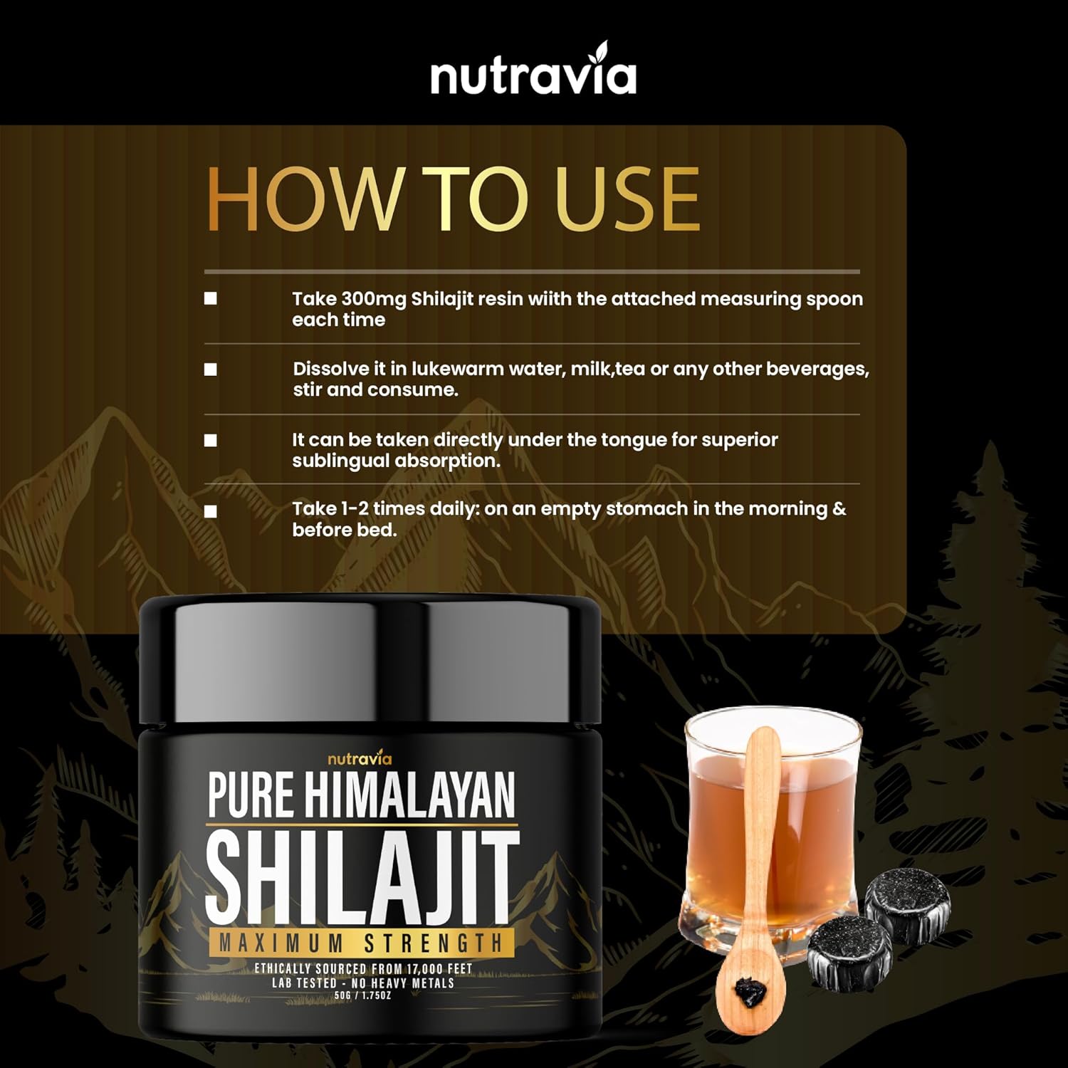 Organic Himalayan Shilajit Resin Supplement (3 Pack) - Lab Tested Formula for Men and Women - 600mg Max Strength with 85+ Trace Minerals - Golden Grade Pure Shilajit - No Heavy Metals