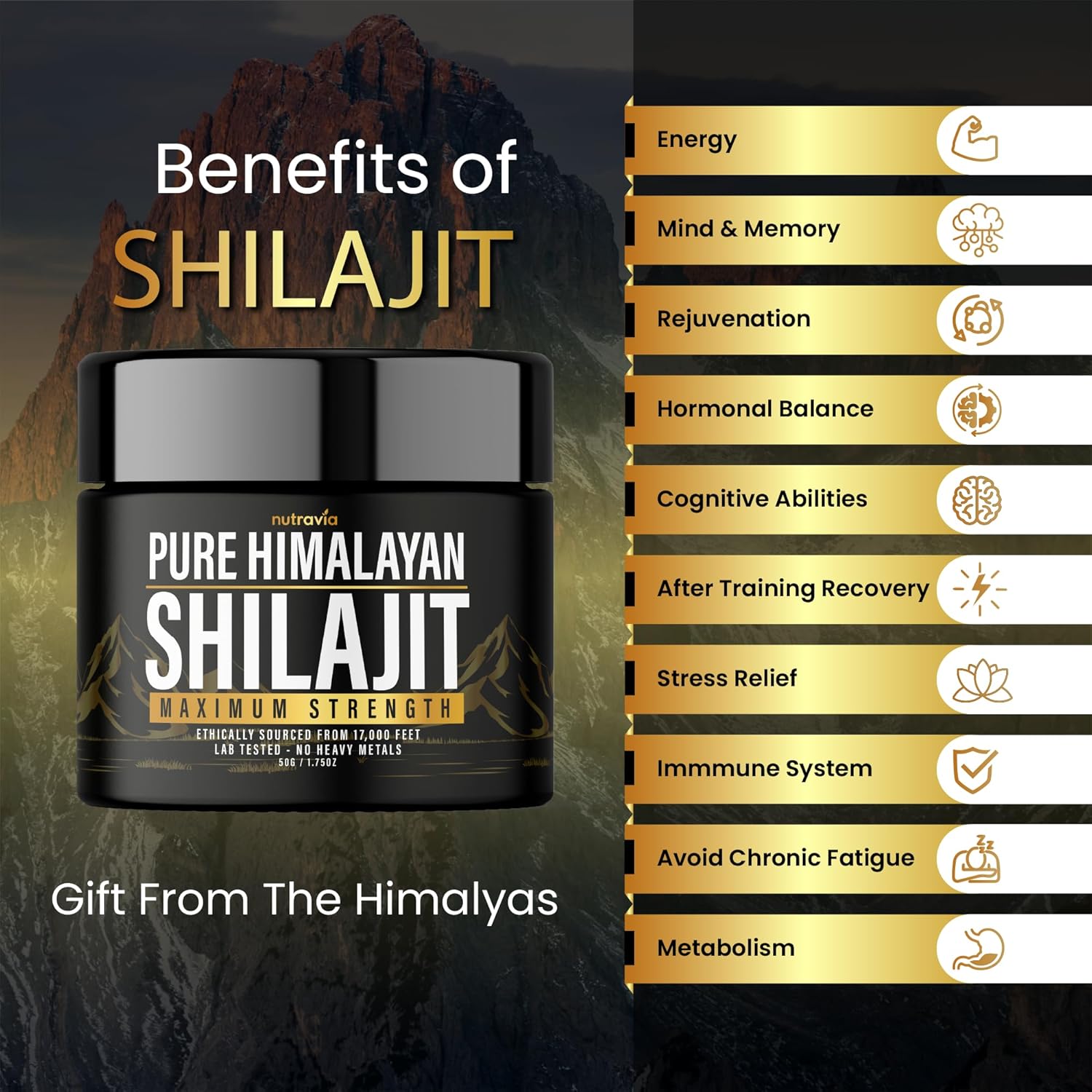 Organic Himalayan Shilajit Resin Supplement (3 Pack) - Lab Tested Formula for Men and Women - 600mg Max Strength with 85+ Trace Minerals - Golden Grade Pure Shilajit - No Heavy Metals