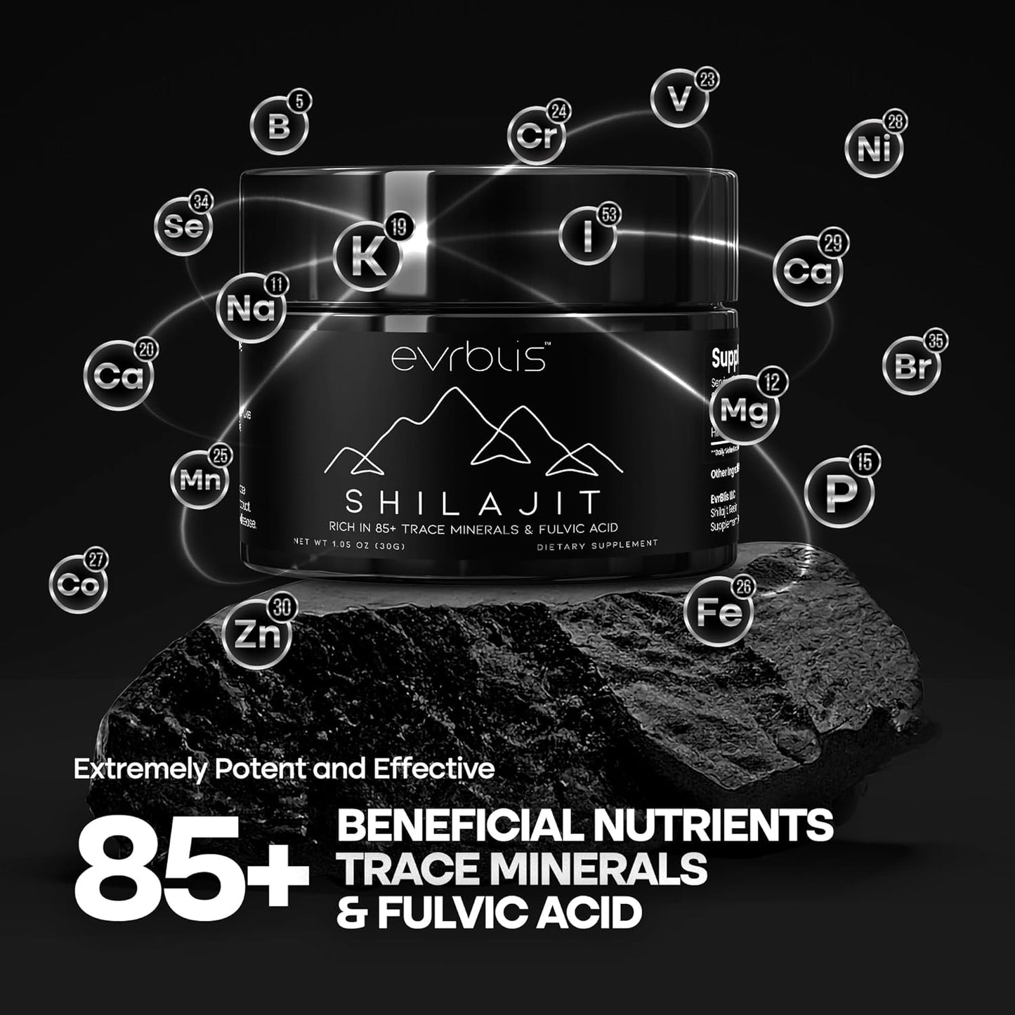 Organic Himalayan Shilajit Resin Supplement for Energy & Immune Support - 85+ Minerals, Fulvic Acid - 30g