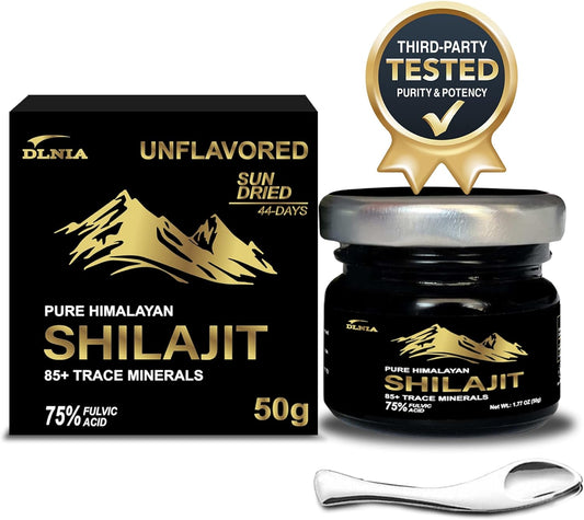 Organic Himalayan Shilajit Resin Supplement with 85+ Trace Minerals and 75% Fulvic Acid - 50g - Energy & Immune Support for Men & Women