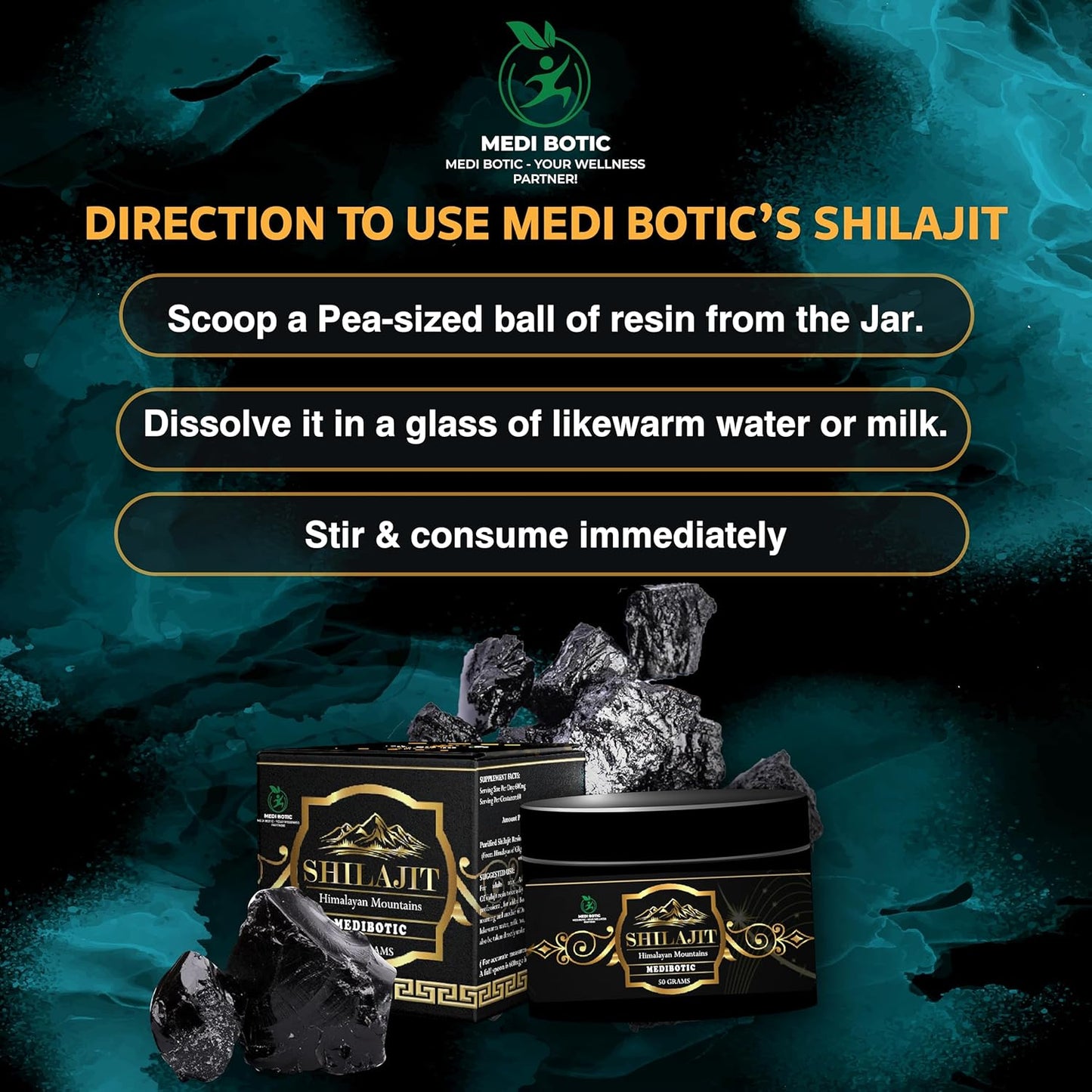 Organic Himalayan Shilajit Resin Supplement with 85+ Trace Minerals & 75% Fulvic Acid - 50g Lab Tested Energy Booster for Men & Women