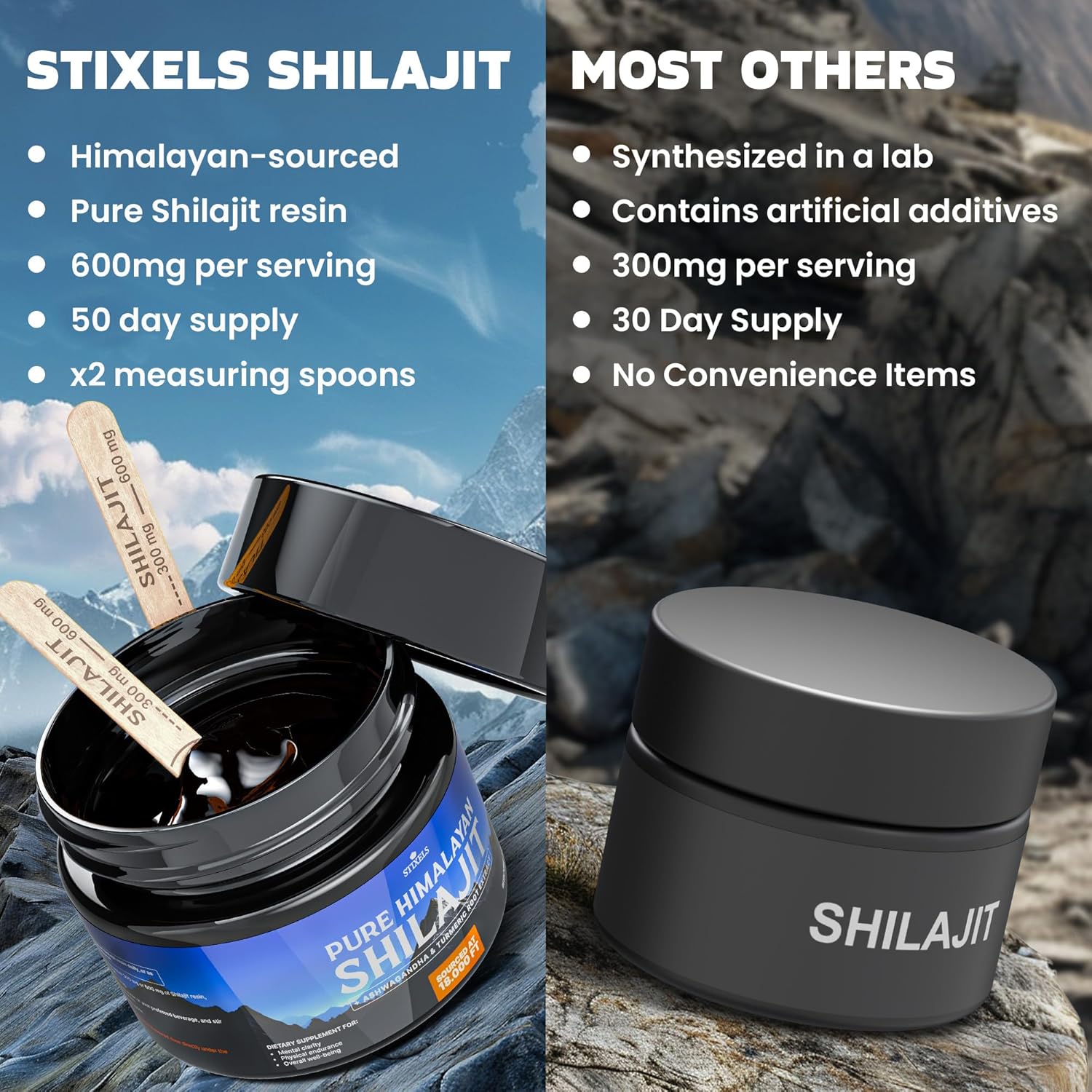 Organic Himalayan Shilajit Resin Supplement with 85+ Trace Minerals - Energy & Immune Support - 30g