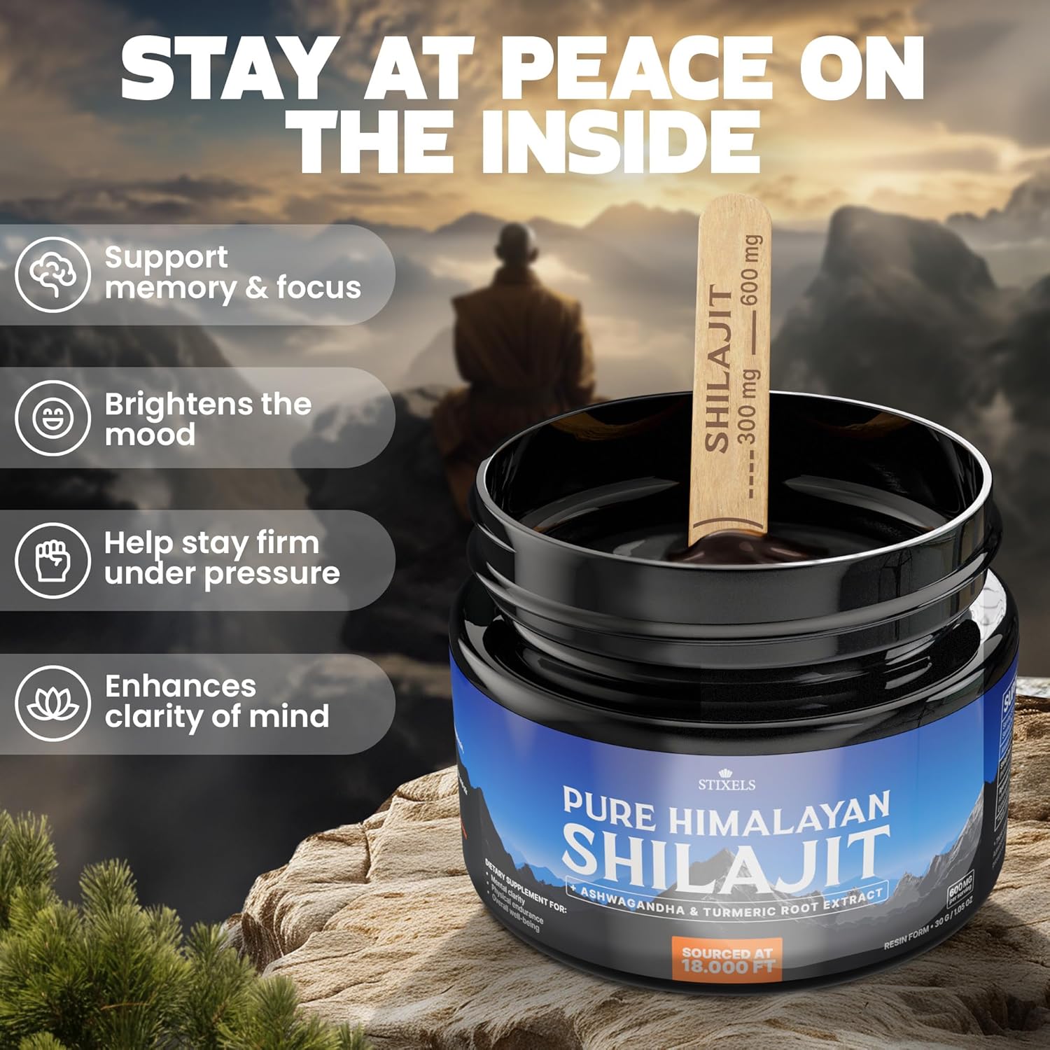 Organic Himalayan Shilajit Resin Supplement with 85+ Trace Minerals - Energy & Immune Support - 30g