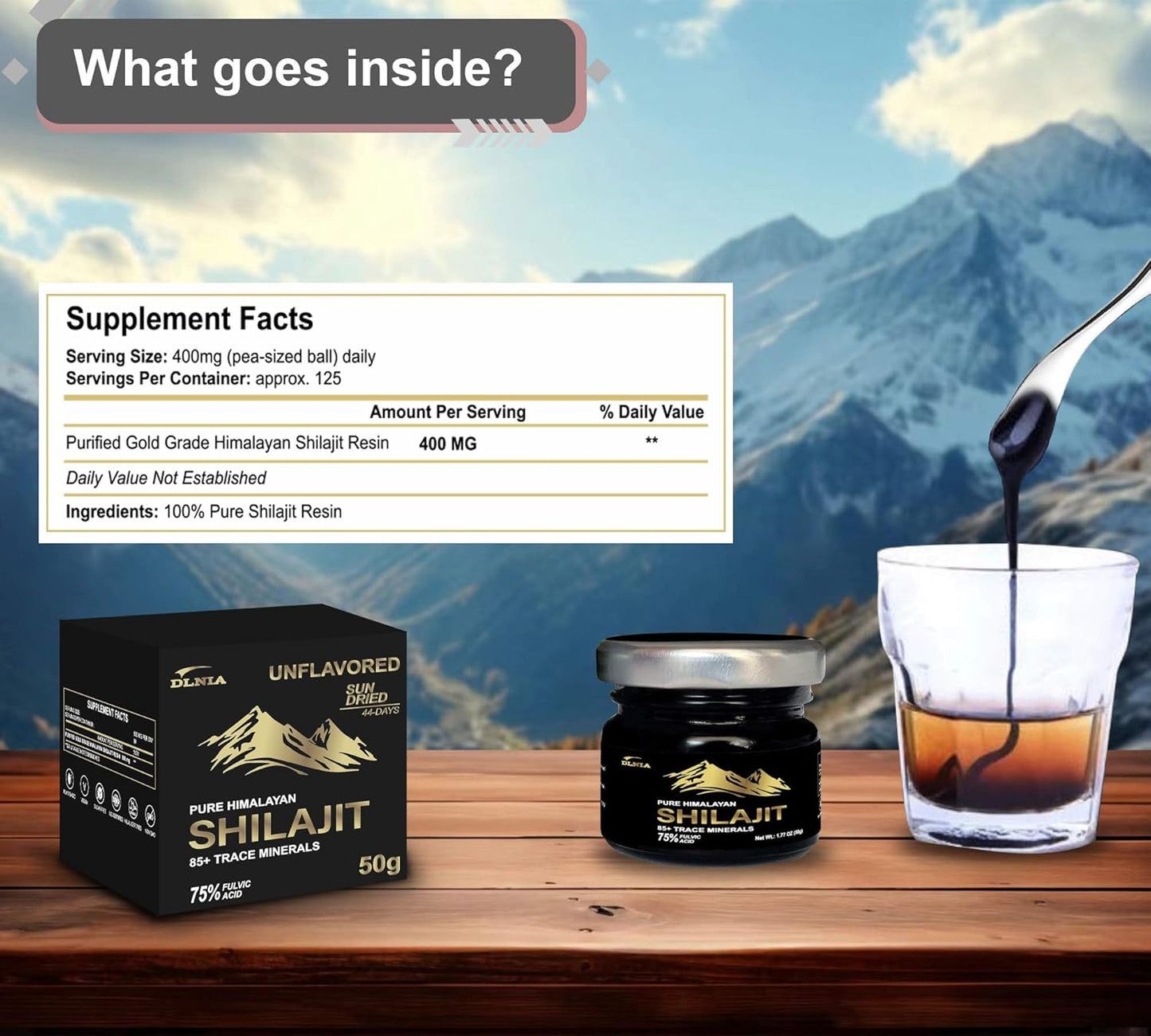 Organic Himalayan Shilajit Resin Supplement with 85+ Trace Minerals and 75% Fulvic Acid - 50g - Energy & Immune Support for Men & Women