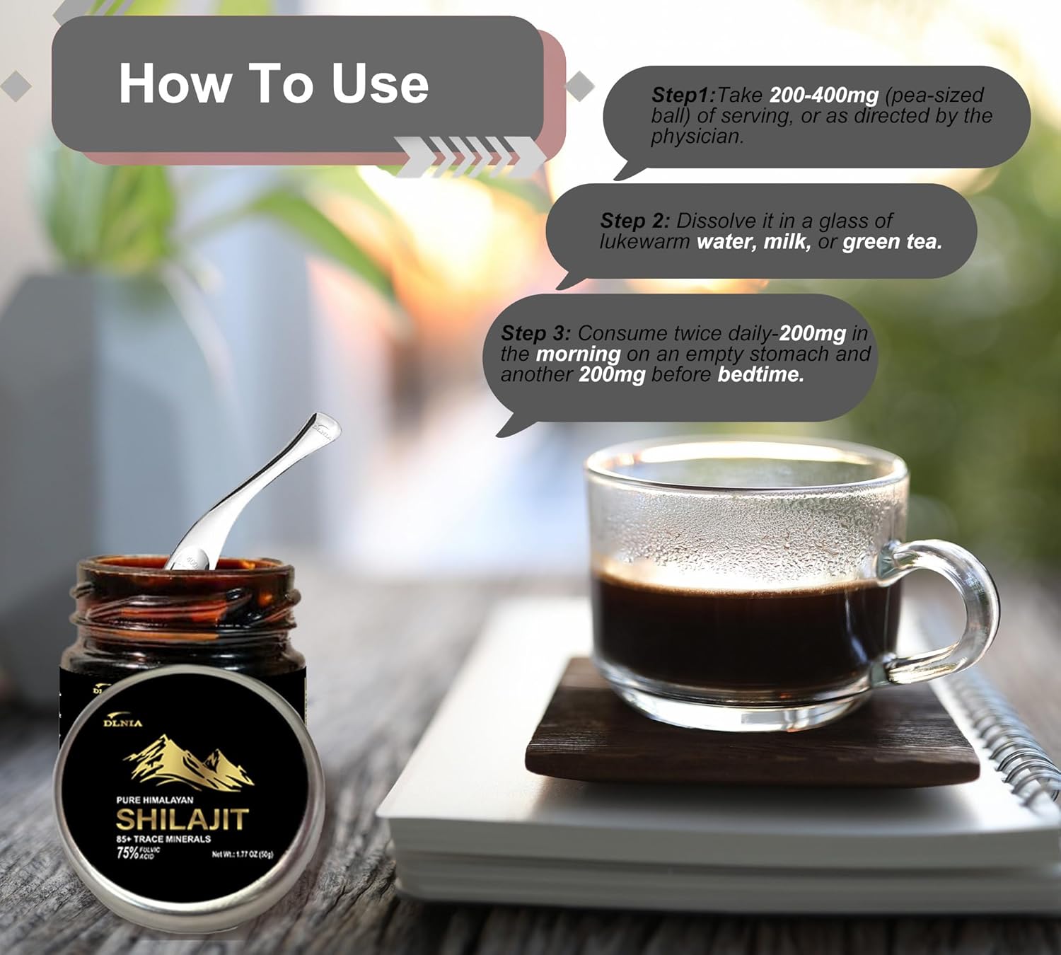 Organic Himalayan Shilajit Resin Supplement with 85+ Trace Minerals and 75% Fulvic Acid - 50g - Energy & Immune Support for Men & Women