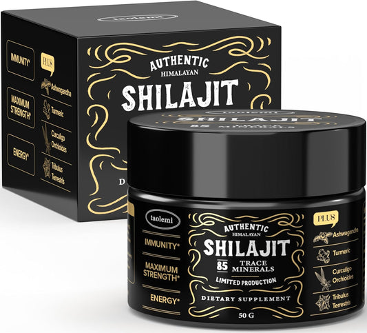 Organic Himalayan Shilajit Resin with 85+ Trace Minerals for Energy & Immune Support - Gold Grade 800MG, 60+ Servings