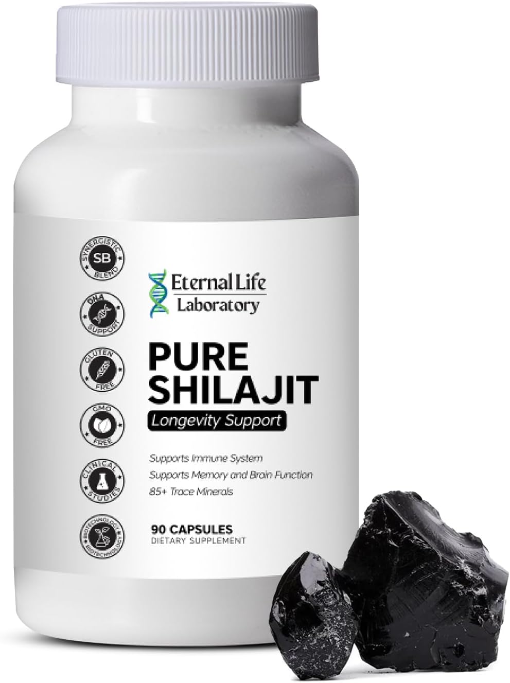 Organic Himalayan Shilajit Supplement with Fulvic Acid and Trace Minerals - 1000mg, 90 Count - Boost Energy and Immune System for Men and Women