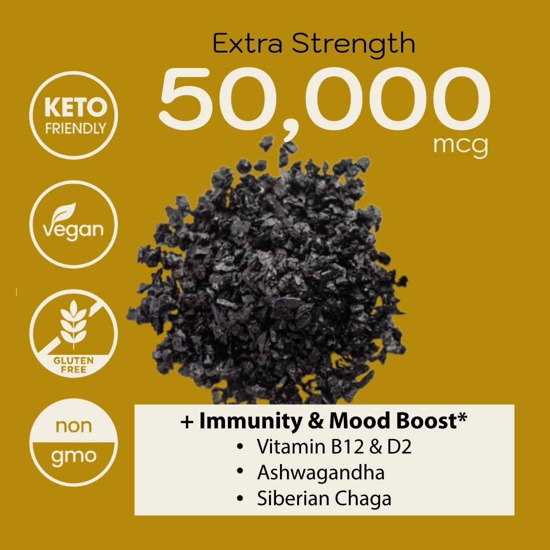 Organic Holistic MD Shilajit Gummies - 50,000mg Resin for Metabolism - Ashwagandha & Chaga - 2 Month Supply - 60 Cherry Gummies