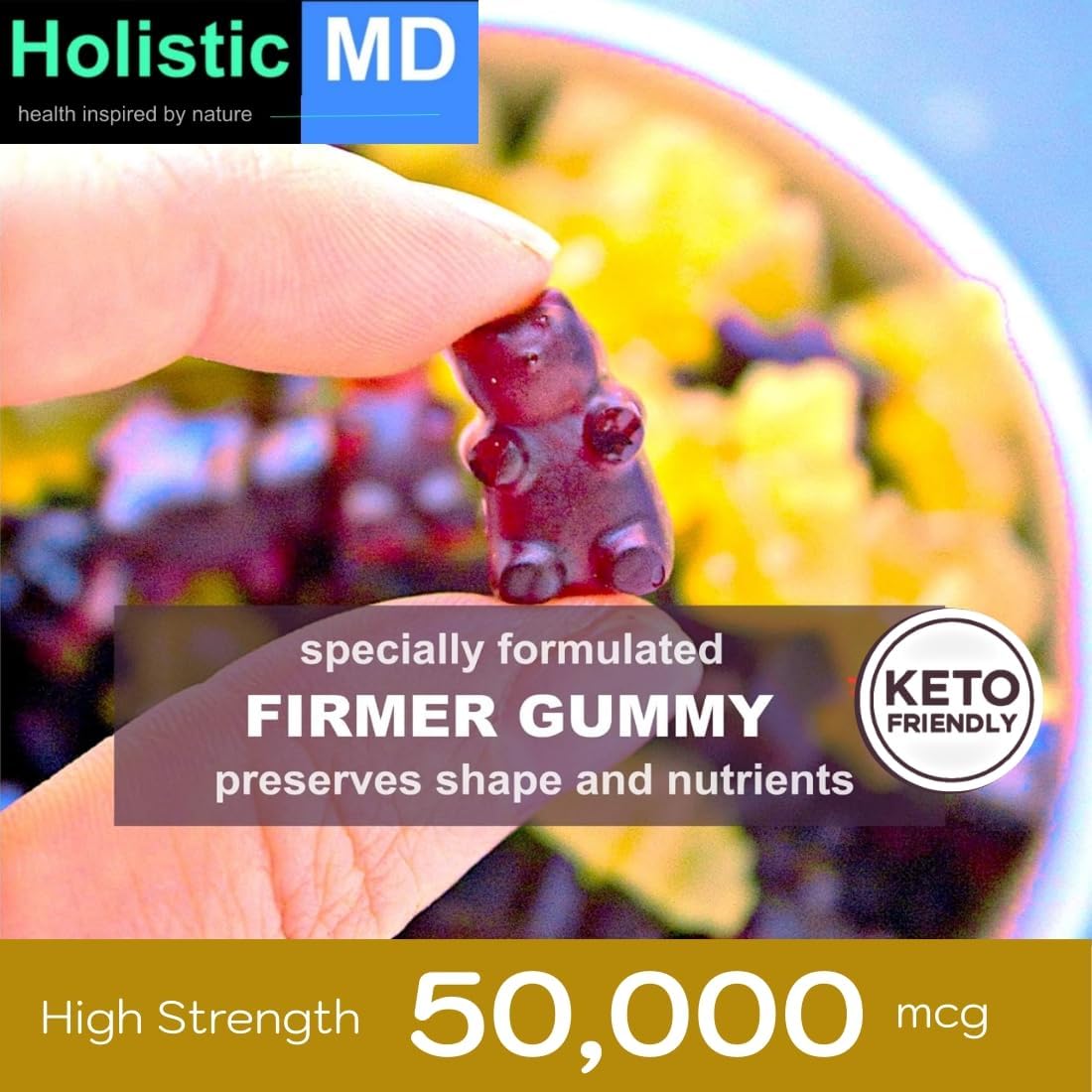 Organic Holistic MD Shilajit Gummies - 50,000mg Resin for Metabolism - Ashwagandha & Chaga - 2 Month Supply - 60 Cherry Gummies