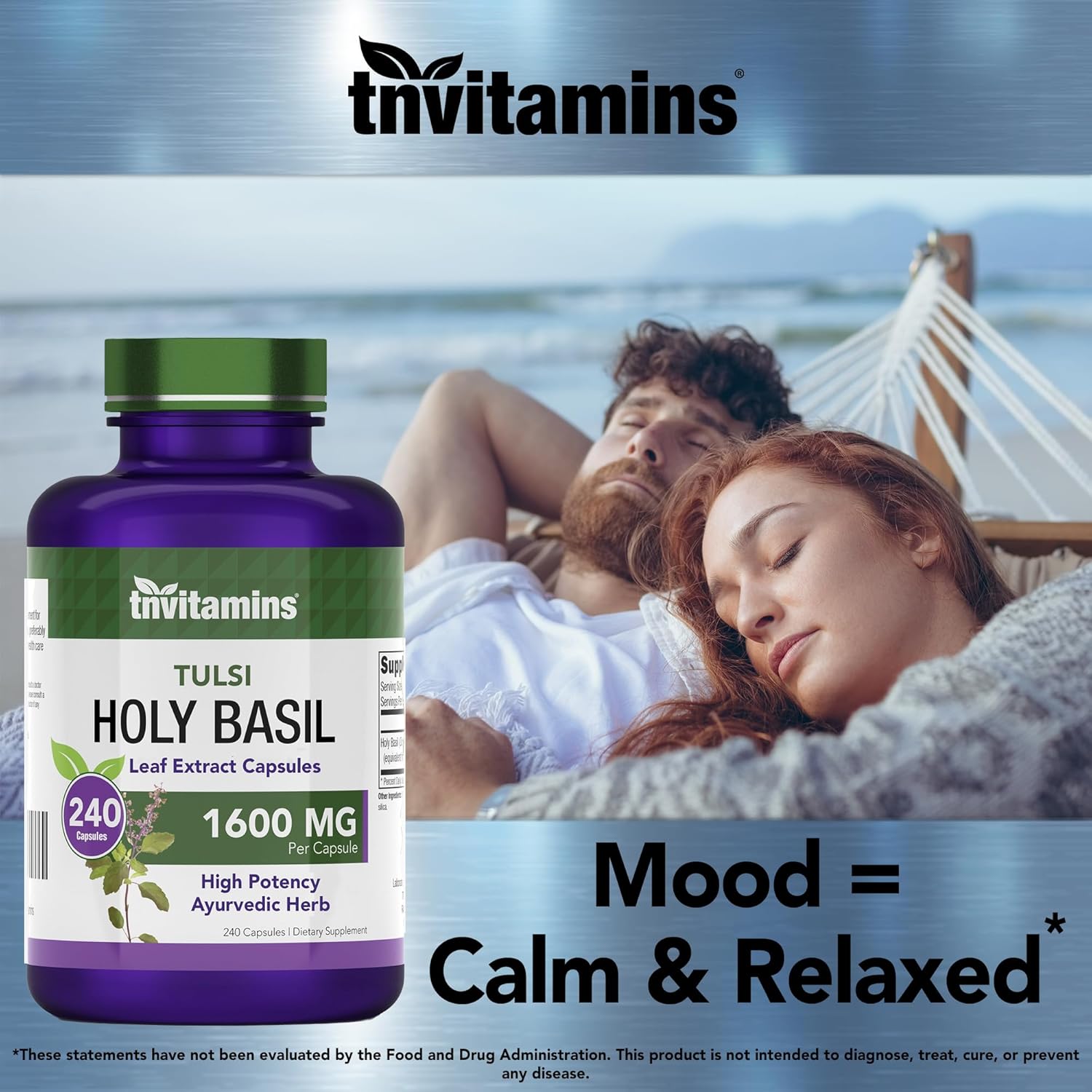 Organic Holy Basil Capsules (1600 MG - 240 Capsules) | 8 Month Supply | Supports Stress Relief & Mental Well-being* | Tulsi Leaf Extract | Adaptogenic & Ayurvedic Herb
