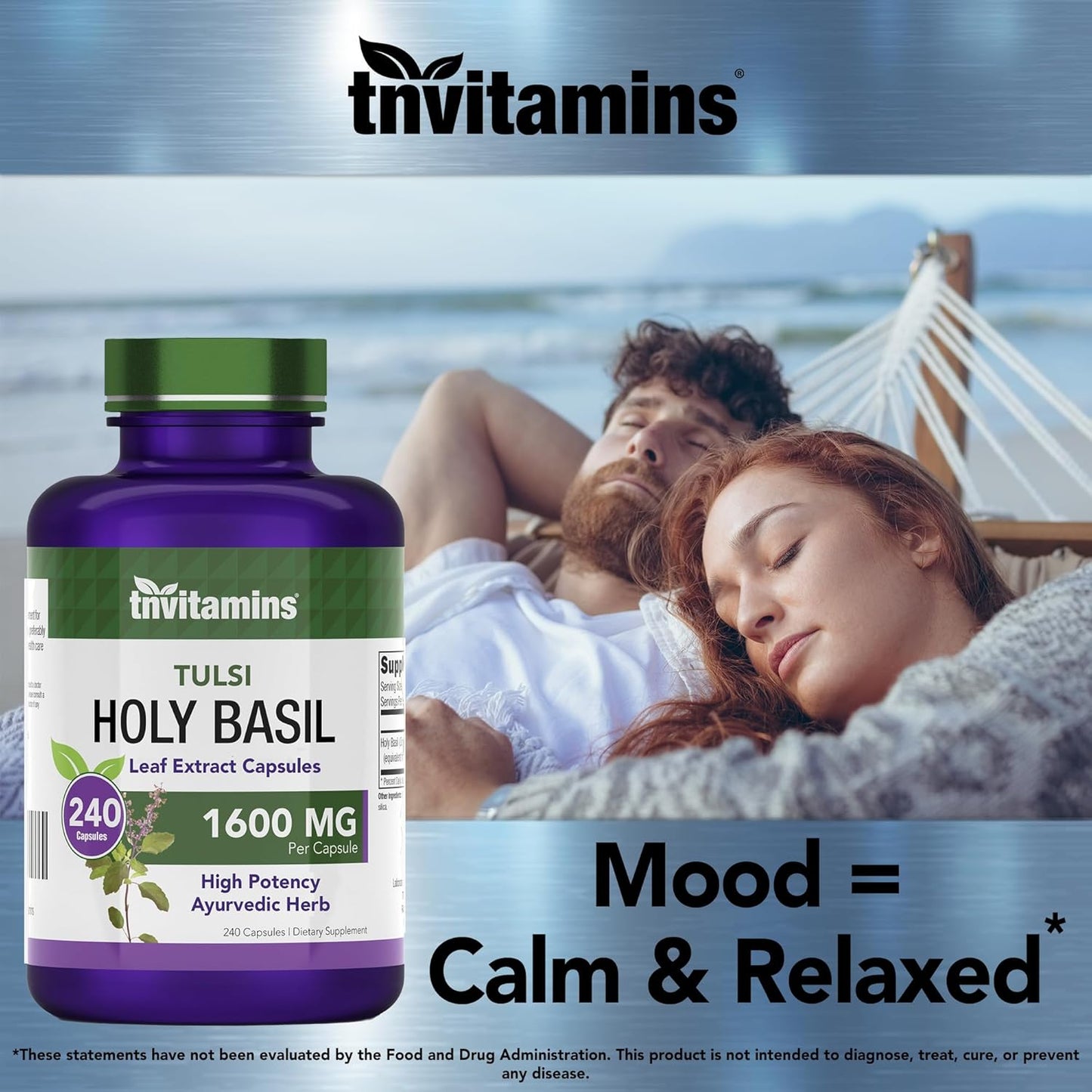 Organic Holy Basil Capsules (1600 MG - 240 Capsules) | 8 Month Supply | Supports Stress Relief & Mental Well-being* | Tulsi Leaf Extract | Adaptogenic & Ayurvedic Herb