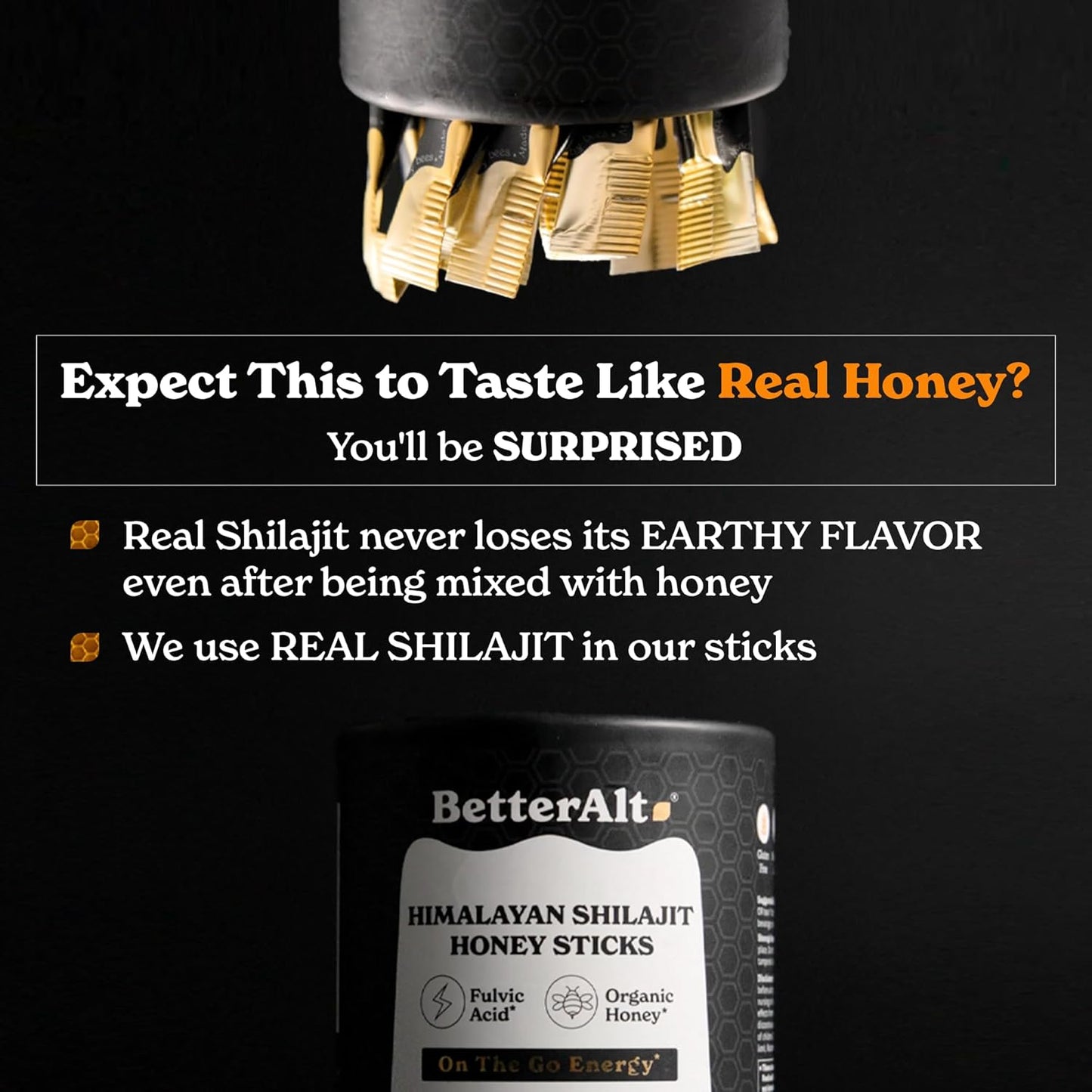 Organic Honey and Saffron Infused Himalayan Shilajit Sticks for Energy and Immune Support (30 Sticks)