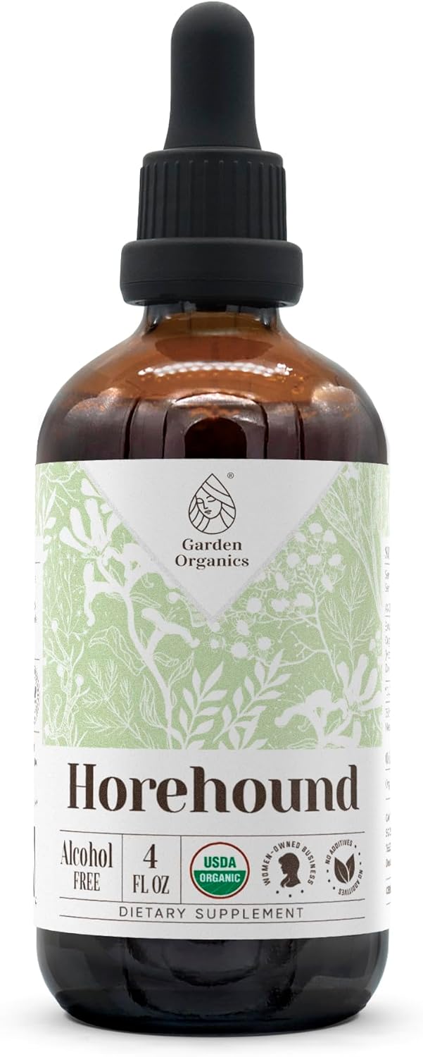 Organic Horehound Alcohol-Free Extract - High-Potency Tincture, Dietary Supplement - 4 oz Certified Organic Dried Herb