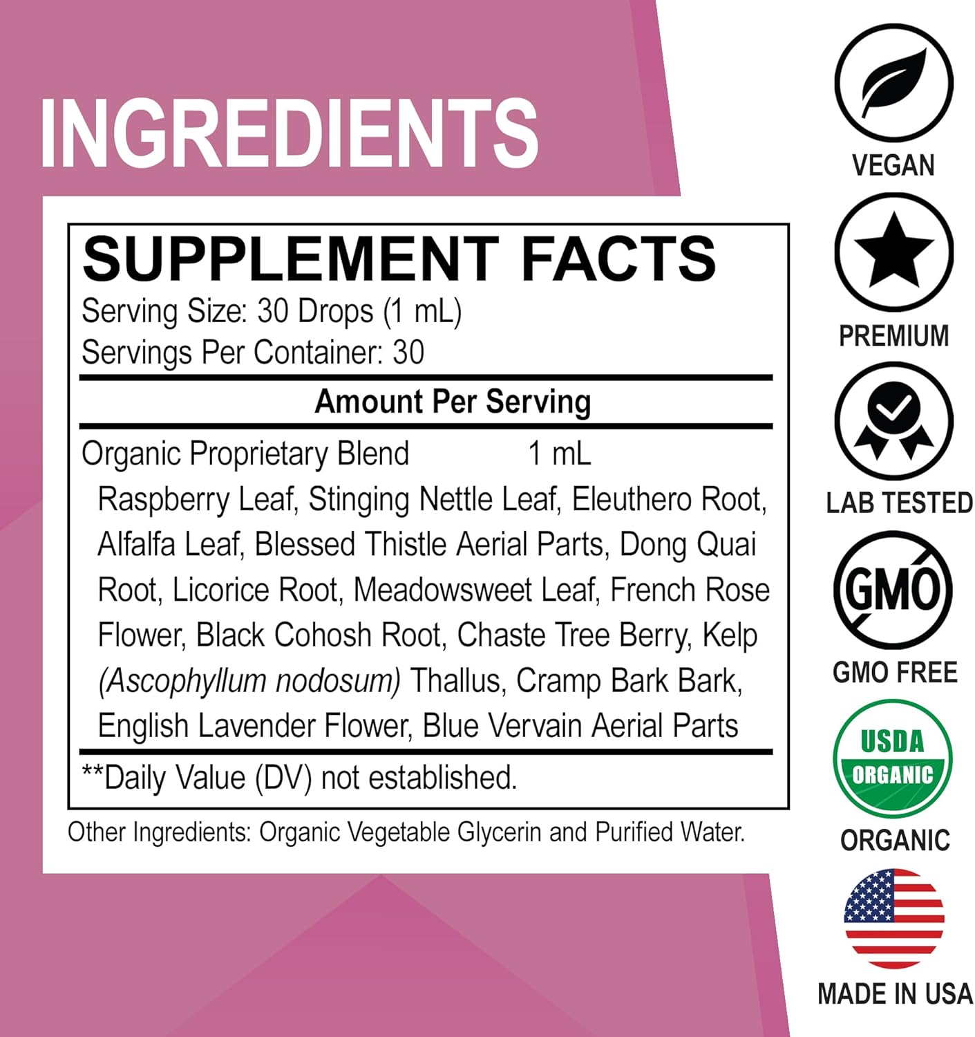 Organic Hormone Balance Drops for Women - Menstrual Support and Detox with Oregano Oil Tincture