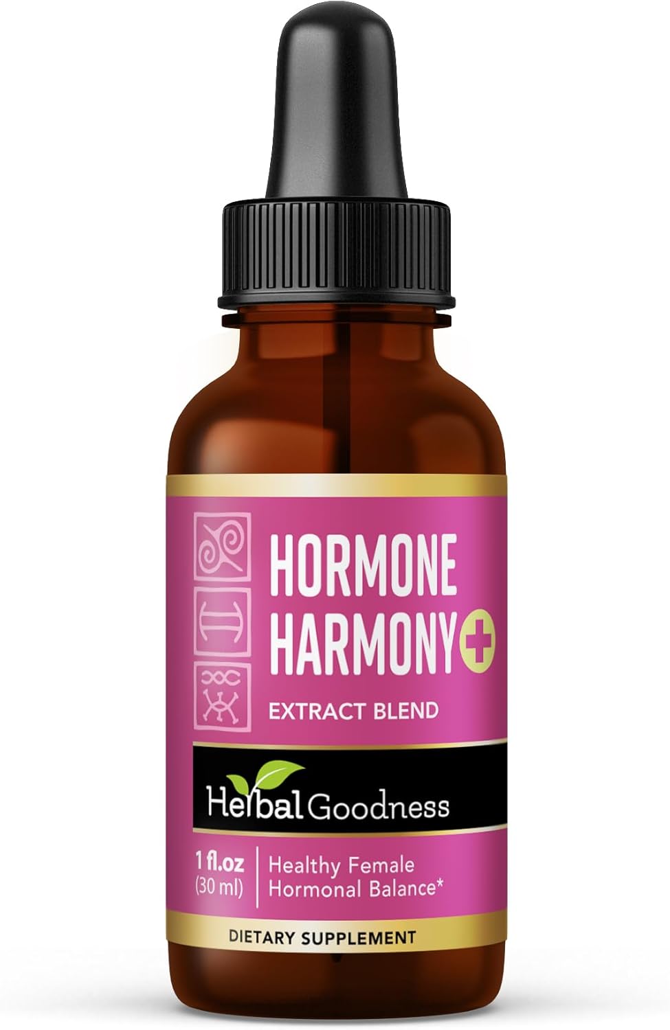 Organic Hormone Balance Supplement for Women - Herbal Goodness Hormone Harmony 1oz, Probiotics, Menopause Relief, Fertility Support, PMS & Lactation Aid
