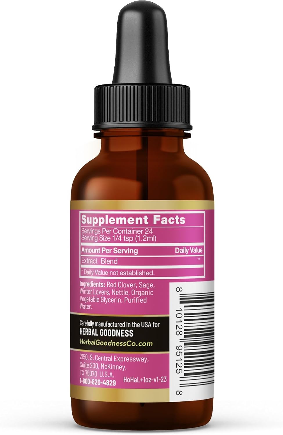 Organic Hormone Balance Supplement for Women - Herbal Goodness Hormone Harmony 1oz, Probiotics, Menopause Relief, Fertility Support, PMS & Lactation Aid
