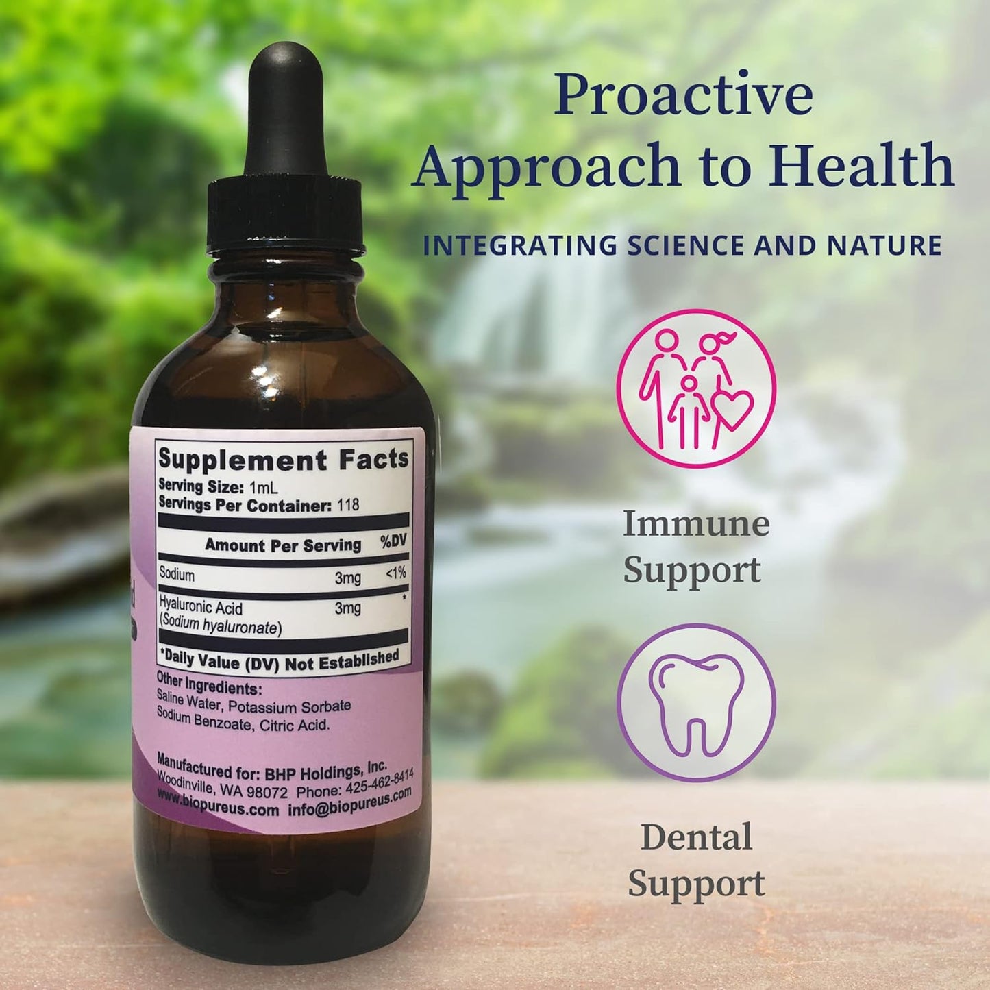 Organic Hyaluronic Acid Liquid Solution - Natural & Bioavailable Formula for Joint Health & Skin Hydration - 4 fl oz