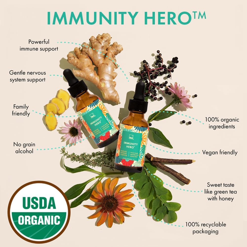 Organic Immune Booster Supplement for Adults - Immunity Hero™ with Echinacea and Astralagus - Herbal Support