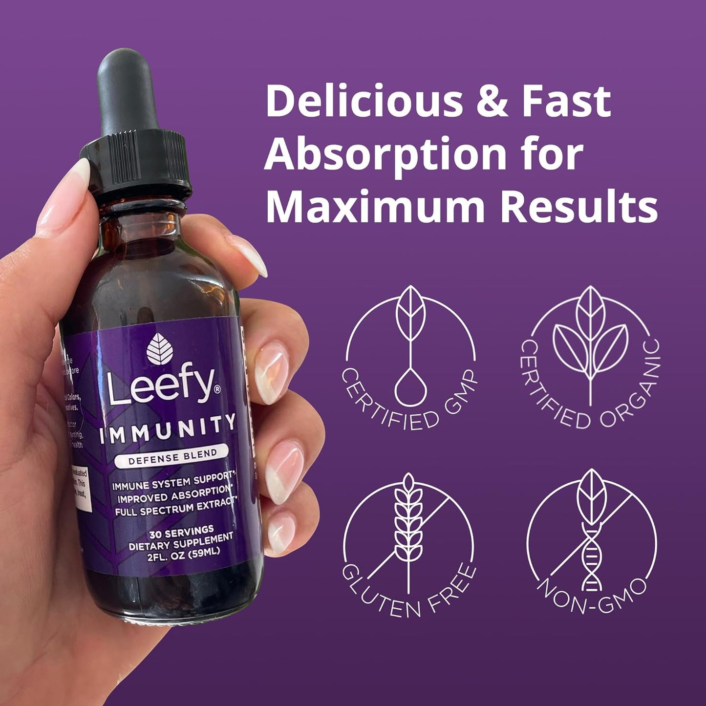 Organic Immunity Defense Blend - Fast-Absorbing Immune Support Supplement - Boosts Immune System - 2 Oz