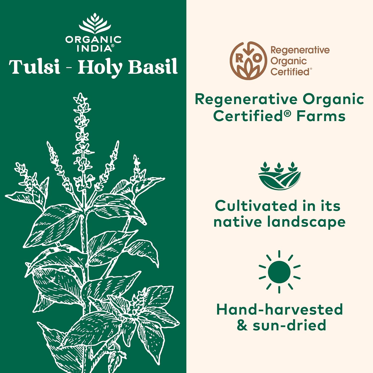 Organic India Tulsi Holy Basil Capsules - Herbal Supplement for Immune Support and Stress Relief - 60 Capsules, Vegan, Gluten-Free, Non-GMO