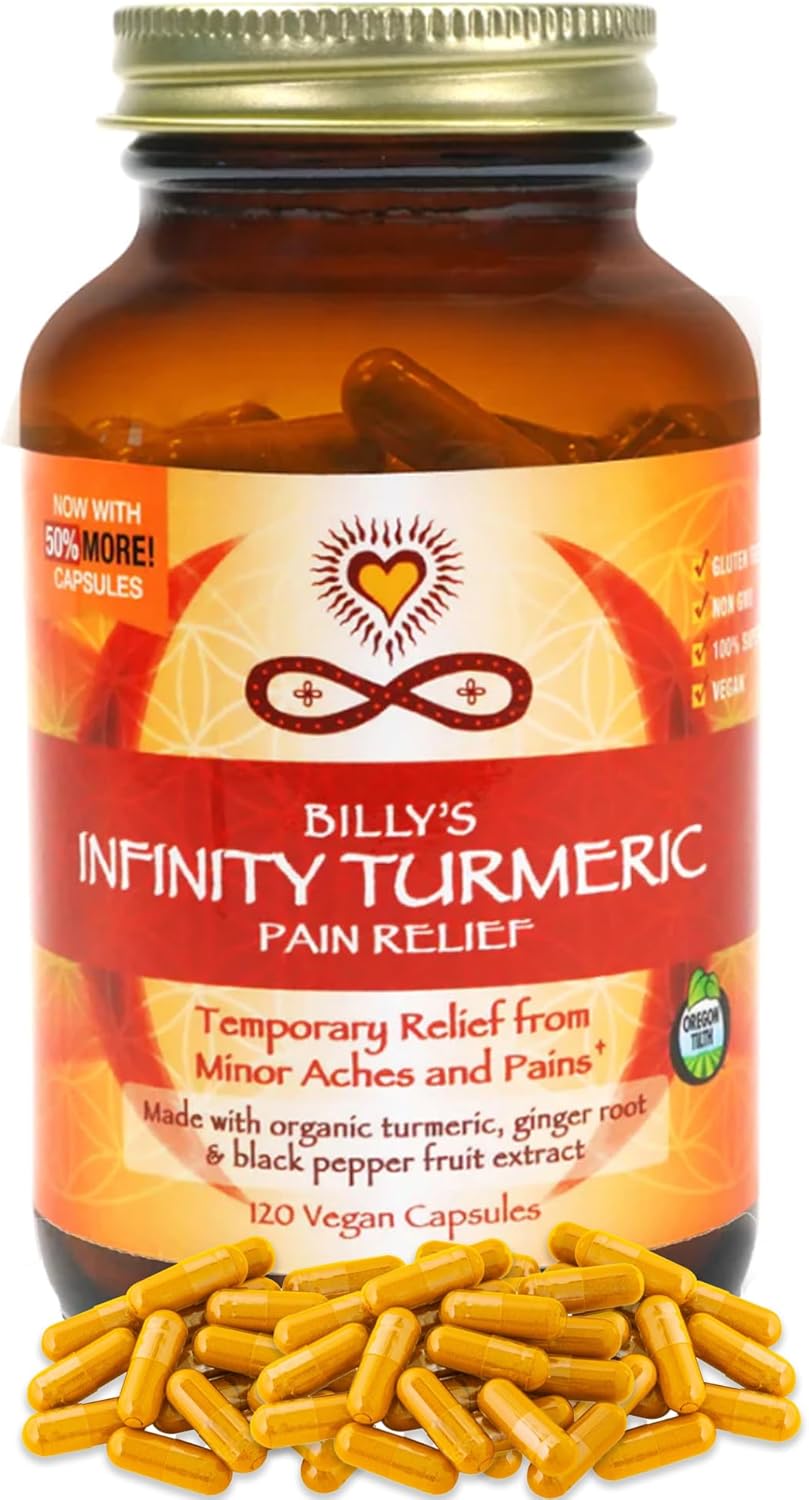 Organic Infinity Greens Turmeric Capsules with High Potency Curcumin, Black Pepper, and Ginger - Raw, Vegan, Gluten Free