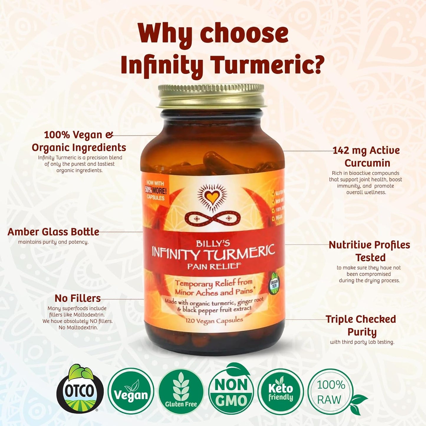 Organic Infinity Greens Turmeric Capsules with High Potency Curcumin, Black Pepper, and Ginger - Raw, Vegan, Gluten Free
