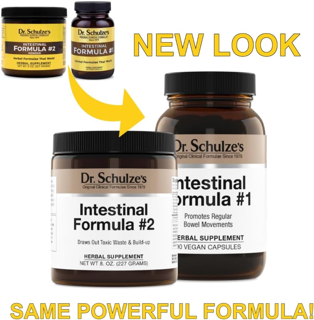 Organic Intestinal Formula #1 Capsules (90 ct) & Intestinal Formula #2 (8 oz) by Dr. Schulze - Herbal Supplements