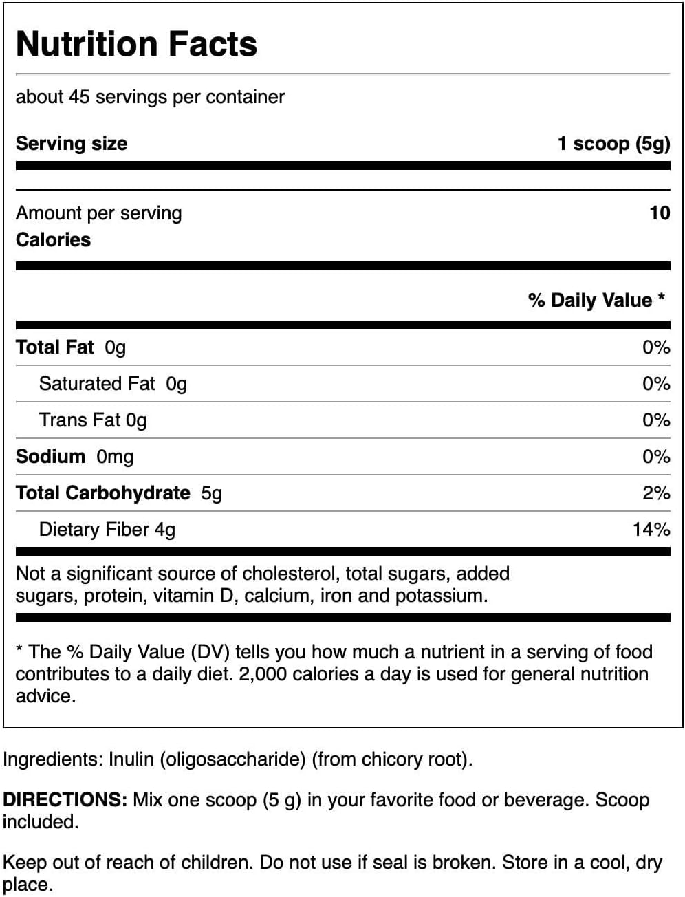 Organic Inulin Powder - Natural Prebiotic Fiber Supplement - 8 oz (227g)