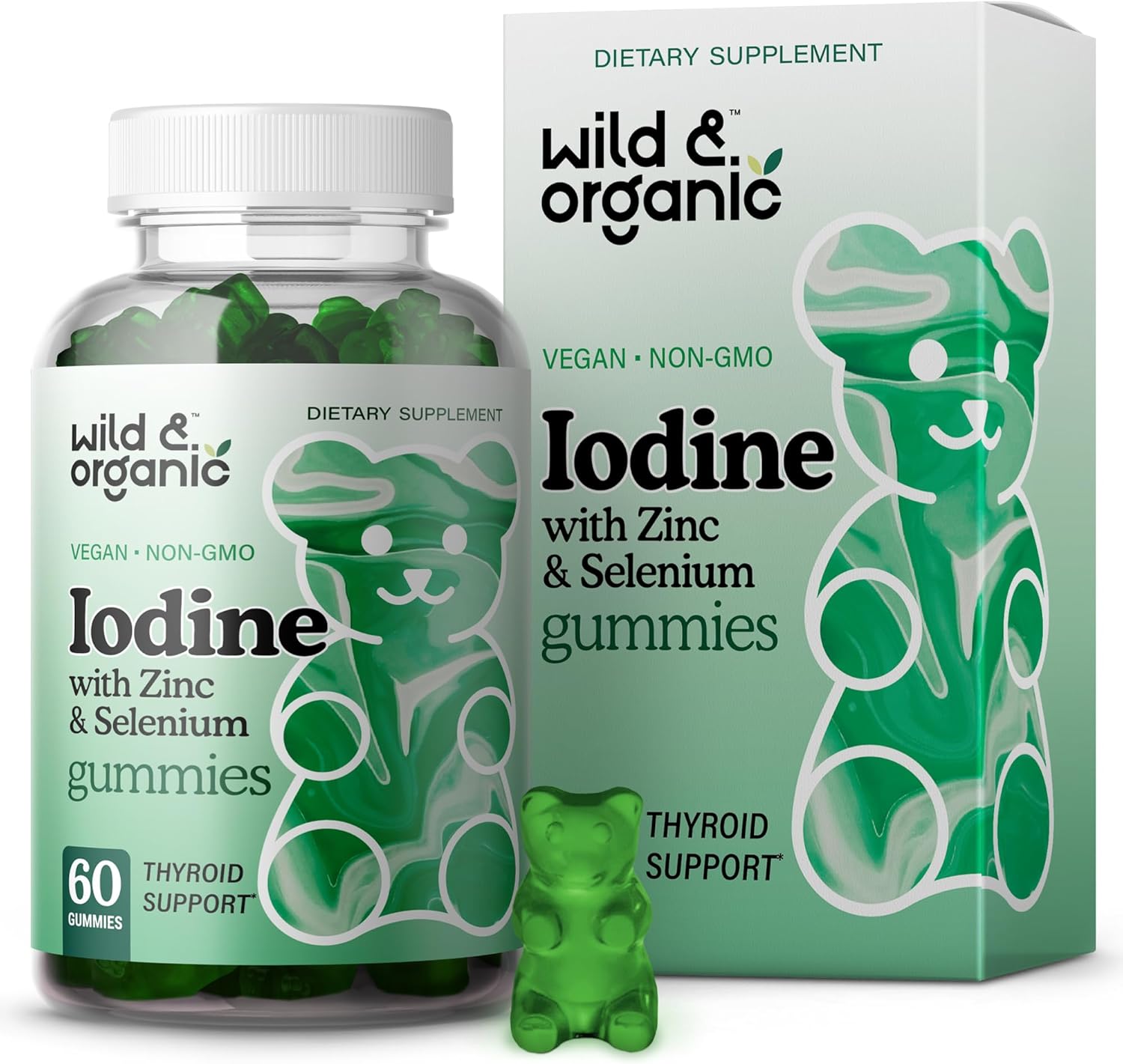 Organic Iodine Gummies with Immune Support Complex - Selenium, Zinc, and Potassium Iodide Supplement - Vegan 60ct Pectin Gummies