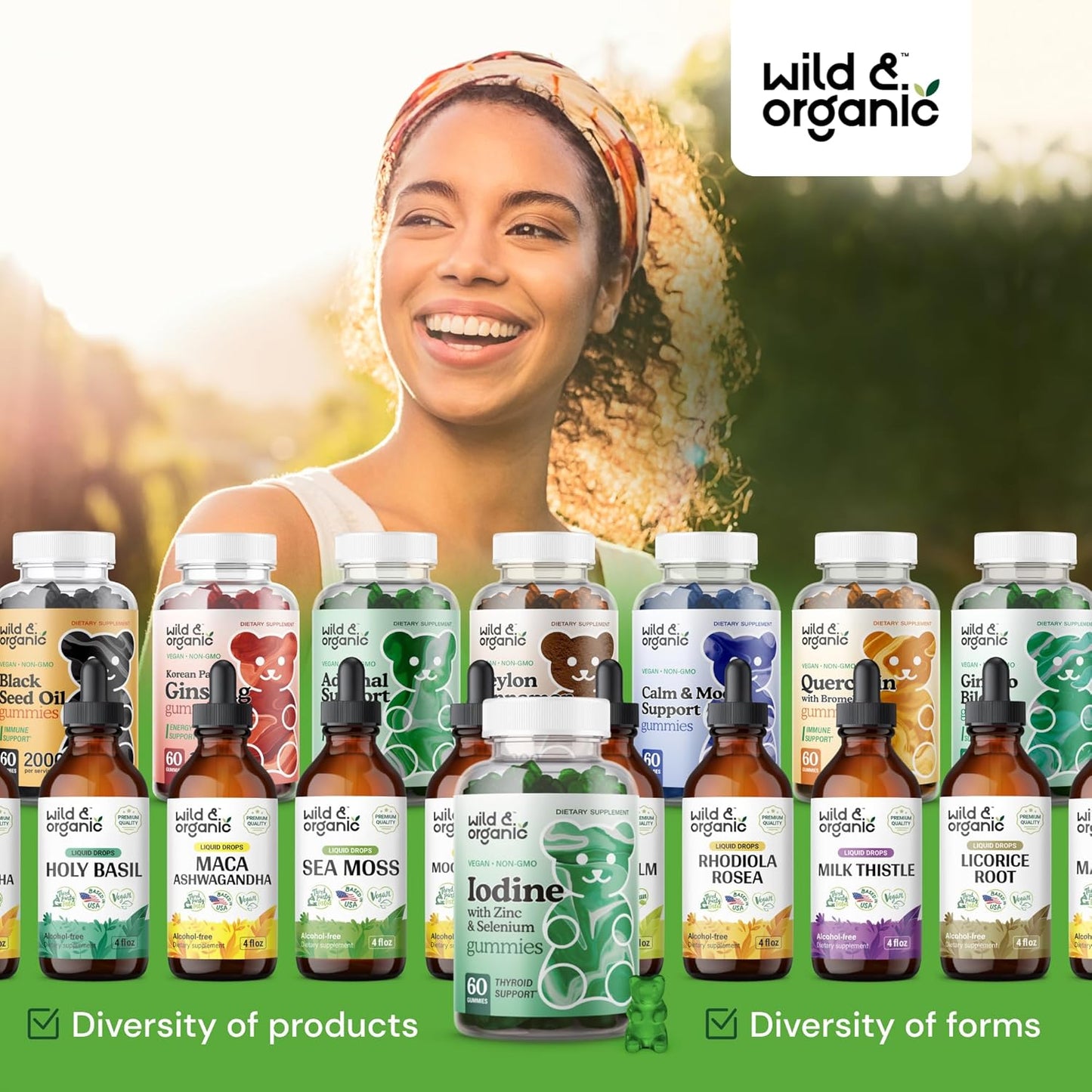 Organic Iodine Gummies with Immune Support Complex - Selenium, Zinc, and Potassium Iodide Supplement - Vegan 60ct Pectin Gummies