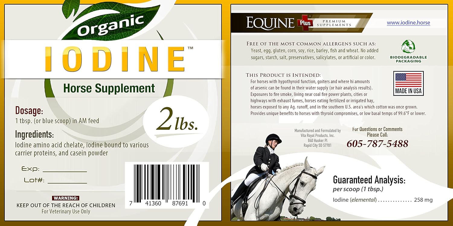 Organic Iodine Nutritional Supplement for Horses & Animals - 2 lbs. - Includes 18 Amino Acids