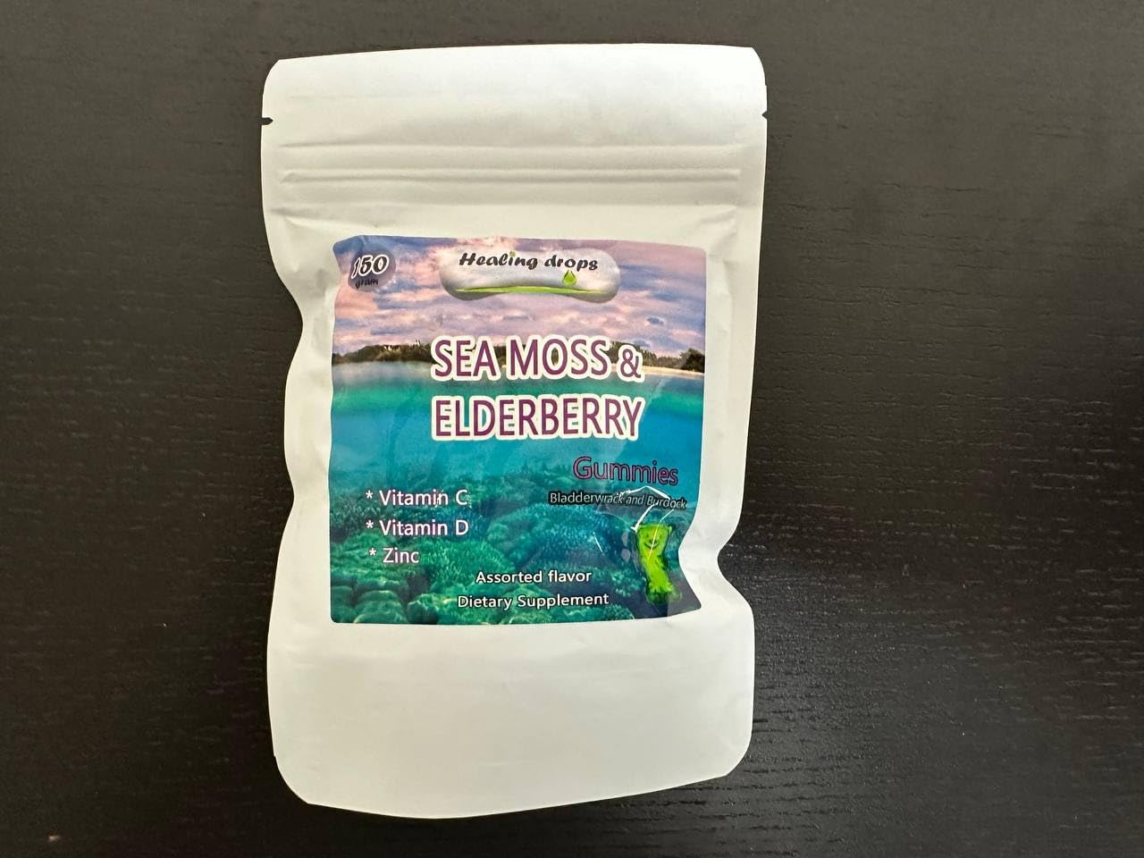 Organic Irish Sea Moss Gummies with Bladderwrack & Burdock Root - Alkaline Keto Vegan Diet Supplement for Skin Detox - Elderberry Mix
