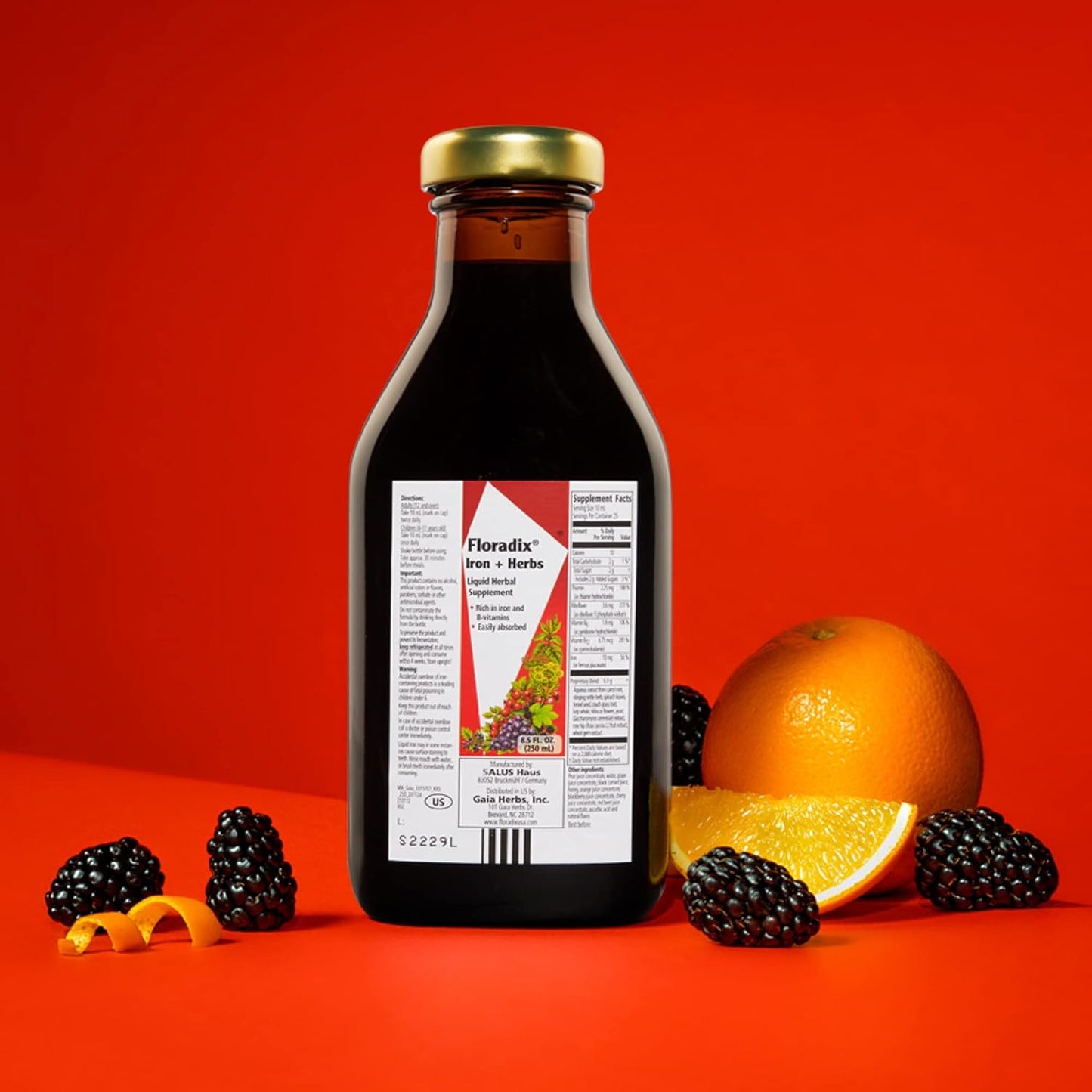 Organic Iron and Herb Supplement, 8.5 Fl Oz Glass Bottle - Floradix Formula