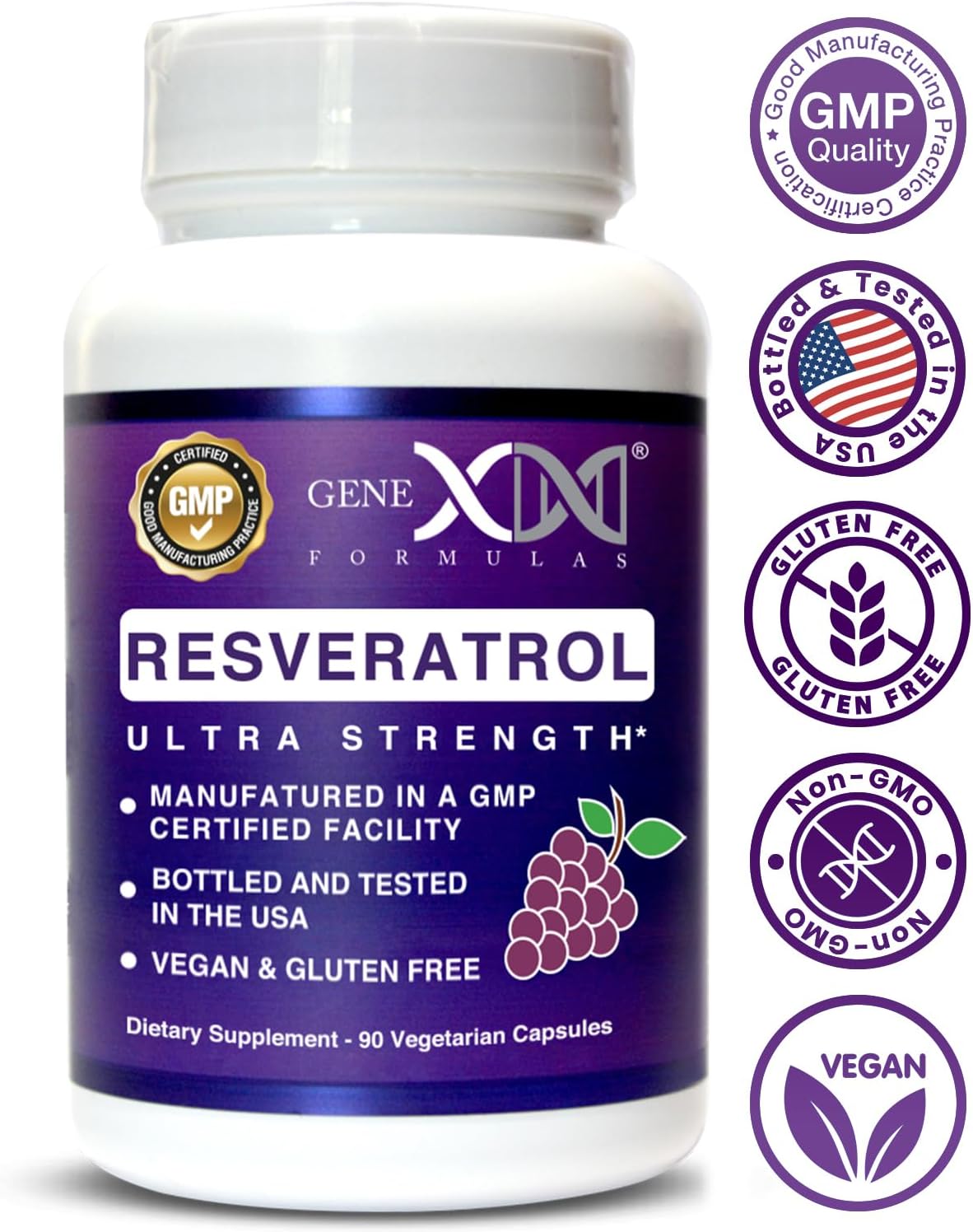 Organic Japanese Knotweed Resveratrol Supplement 1500mg with BioPerine for Absorption - Vegan, Gluten-Free Anti-Aging Capsules - 90 Count