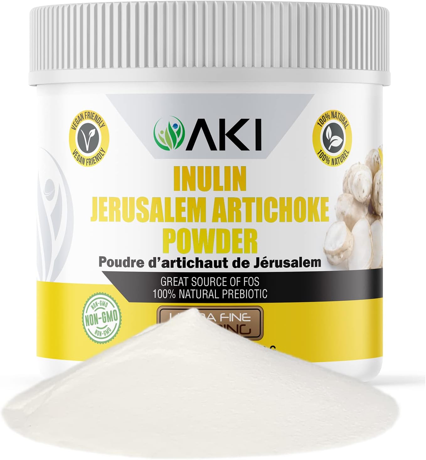 Organic Jerusalem Artichoke Inulin Powder (6oz/170g) - Rich in Fiber & Prebiotic, Perfect for Coffee, Smoothies, Juice - Vegan, Gluten-Free - 1 Pack