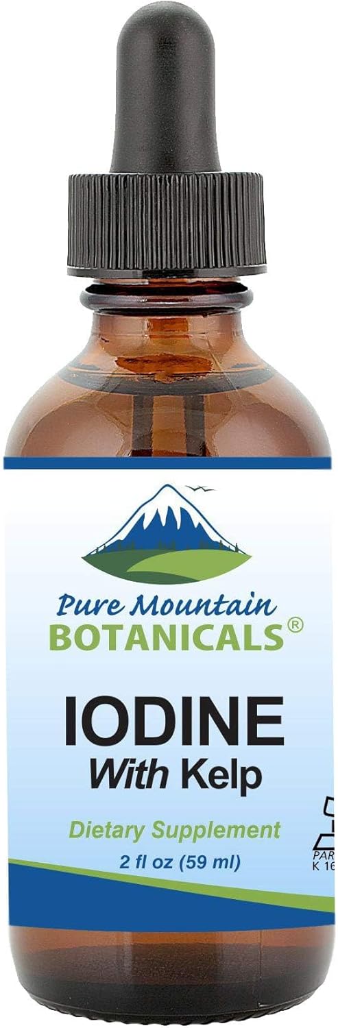 Organic Kelp Liquid Iodine Supplement 2oz - Kosher Vegan Iodide Drops Solution - Pure Mountain Botanicals