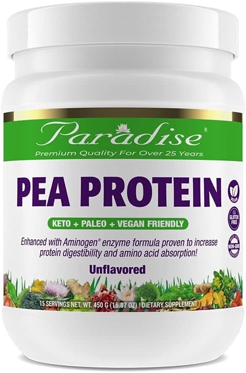 Organic Keto Paleo Vegan Pea Protein Powder, Non GMO, Gluten Free, Unflavored - 15 Servings, 450g