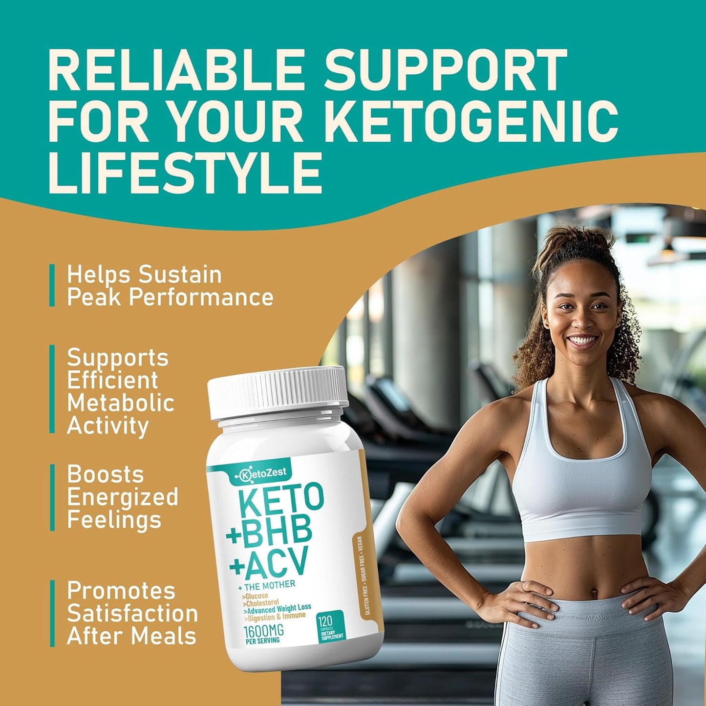Organic KetoZest Apple Cider Vinegar BHB Capsules for Weight Loss & Fat Burn - Vegan Supplement with Vitamin D3 Zinc Chromium for Men and Women