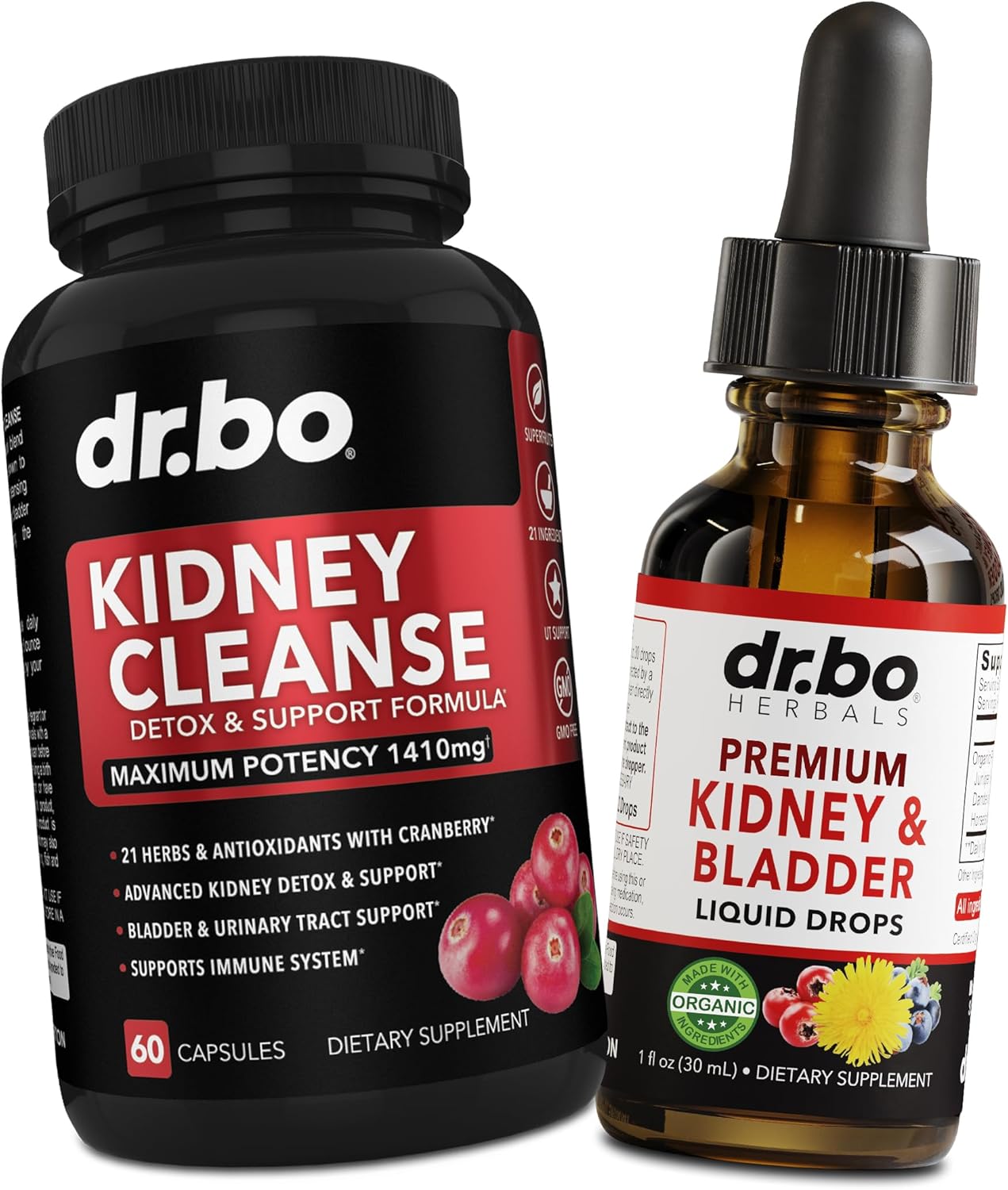 Organic Kidney Cleanse Detox Support Supplement - Bladder Health Drops with Juniper Berry, Cleavers, Dandelion & Cranberry - Renal & Urinary Tract Supplements for Kidneys