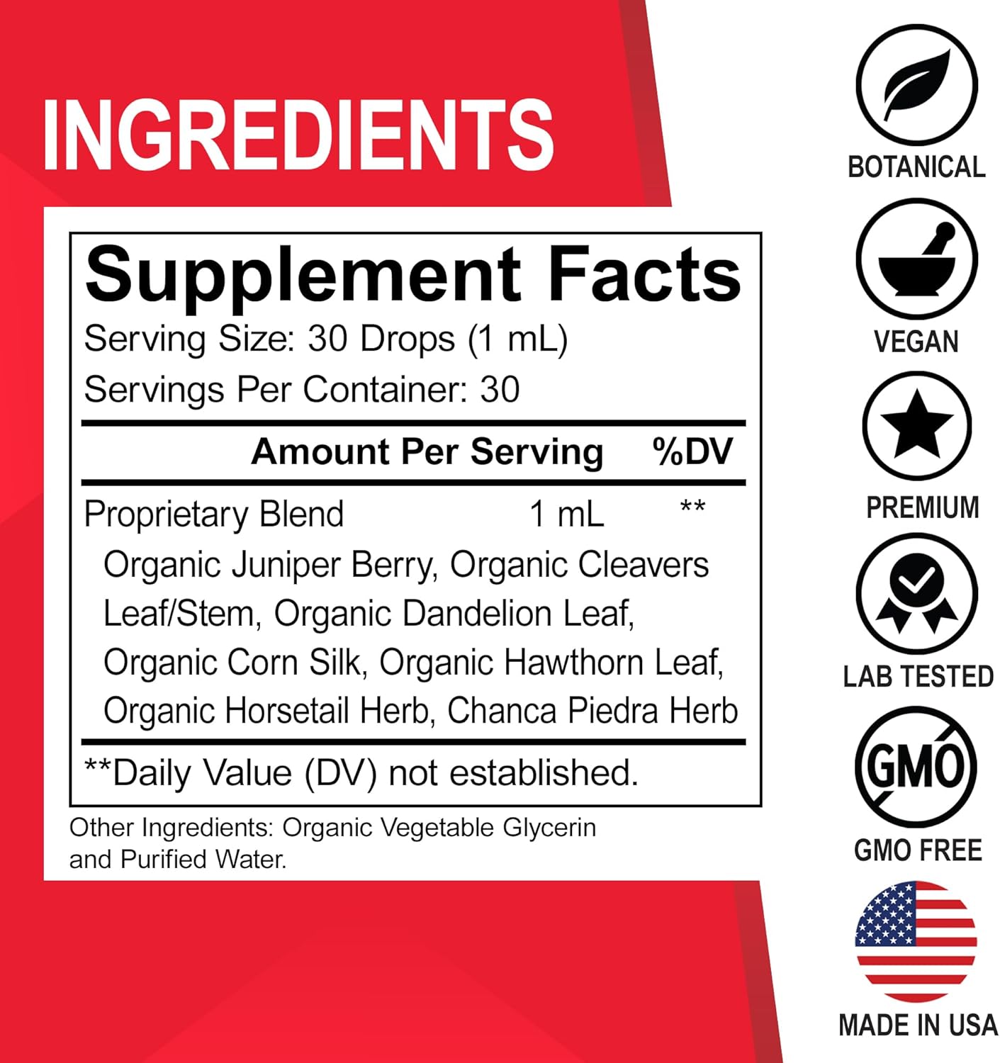 Organic Kidney Cleanse Detox Support Supplement - Bladder Health Drops with Juniper Berry, Cleavers, Dandelion & Cranberry - Renal & Urinary Tract Supplements for Kidneys