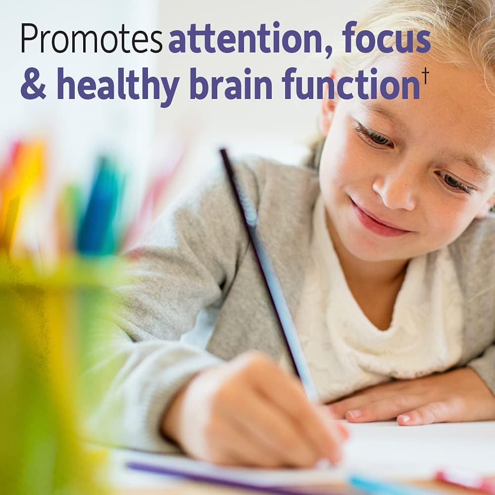 Organic Kids Brain Health Supplement with Wild Blueberry, Pine Bark, Vitamin C, D, Probiotics - Garden of Life Dr. Formulated, 60 Count