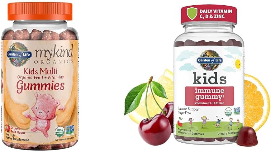 Organic Kids Immune Support Gummy Vitamins - Fruit Flavored with Vitamin C, D3, Zinc - Non-GMO & Vegan - Garden of Life Organics