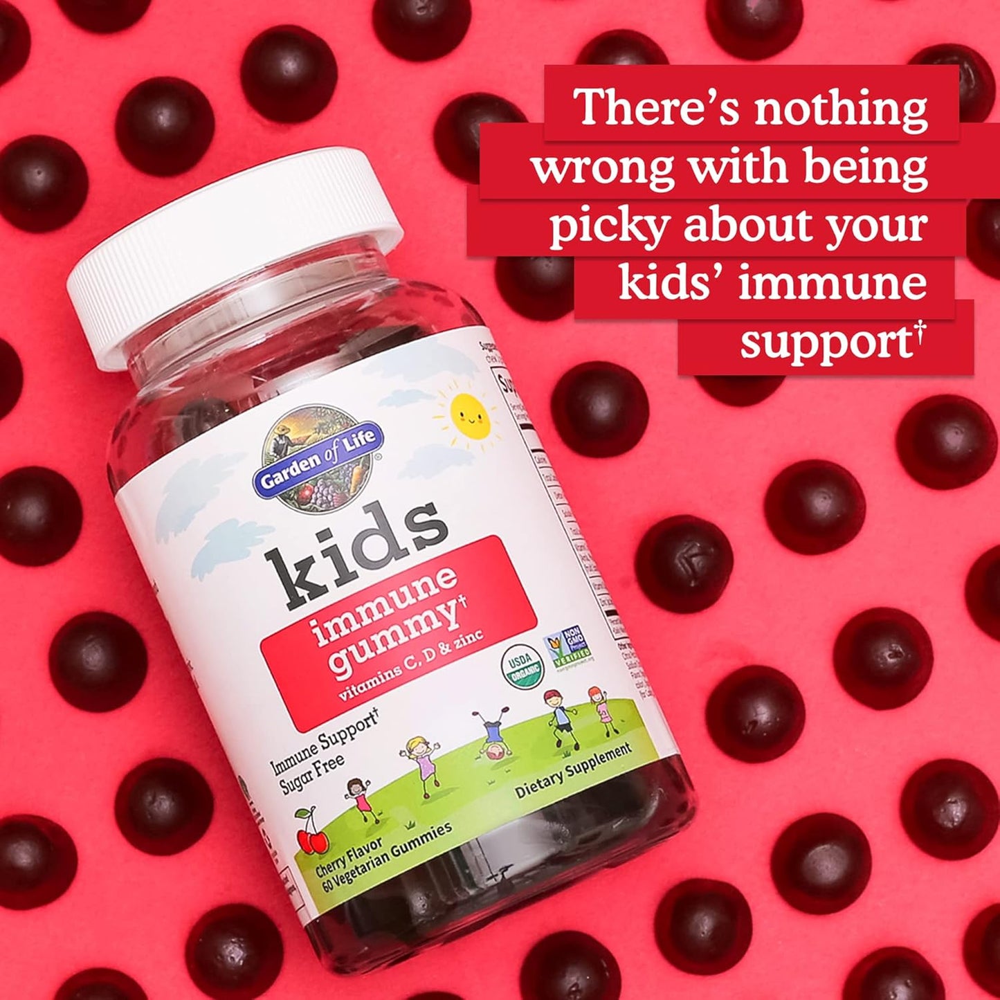 Organic Kids Immune Support Gummy Vitamins - Fruit Flavored with Vitamin C, D3, Zinc - Non-GMO & Vegan - Garden of Life Organics