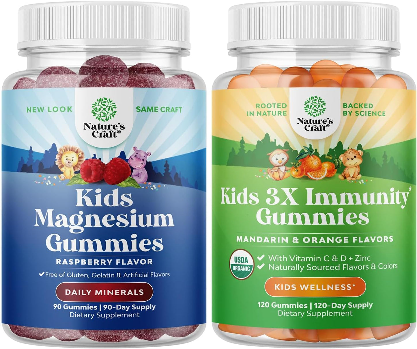 Organic Kids Magnesium, Vitamin D, & Zinc Gummy Bundle - Supports Nerve, Bone, & Immune Health - Vegan & Organic Formula