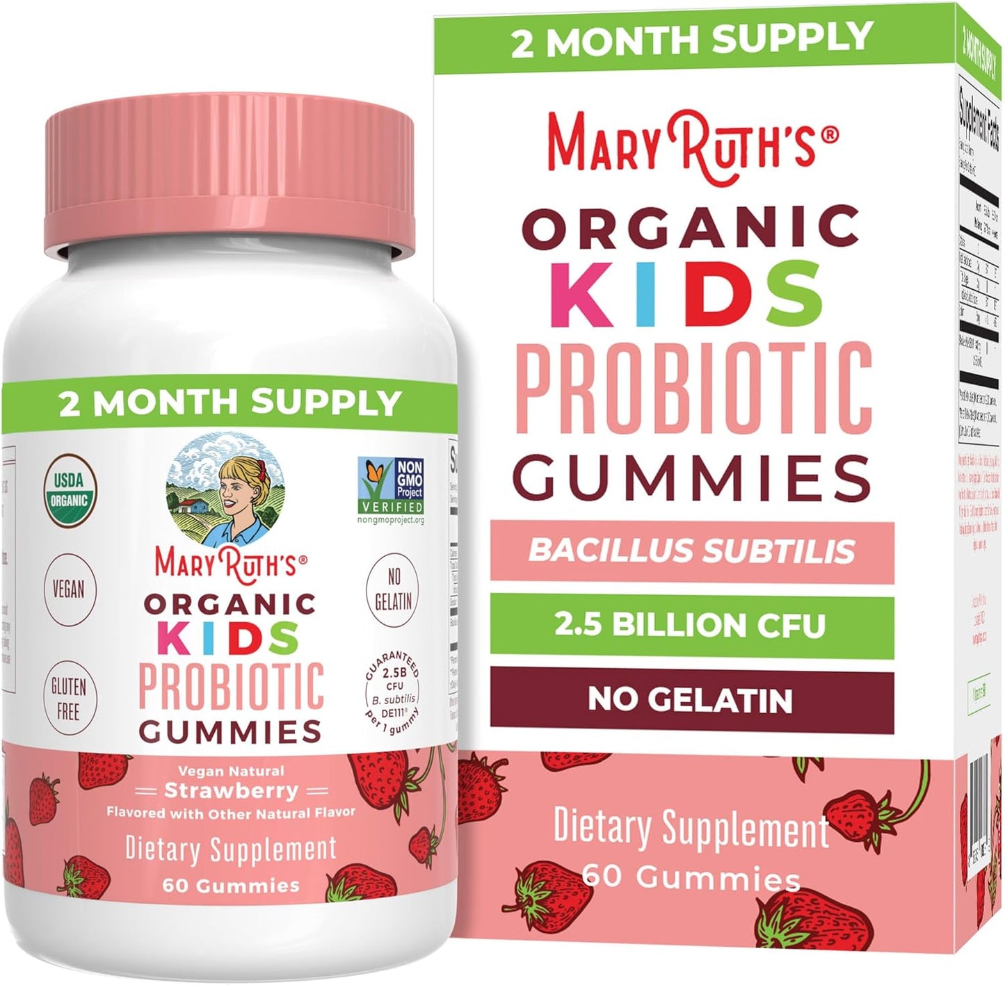 Organic Kids Probiotic Gummies for Digestive Health - USDA Certified, Vegan, Non-GMO, Gluten Free - Immune Support and Gut Health Supplement - 60 Count