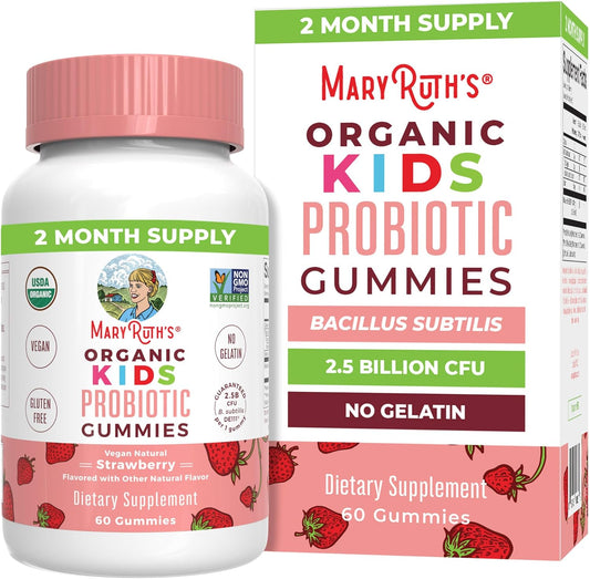 Organic Kids Probiotic Gummies for Digestive Health - USDA Certified, Vegan, Non-GMO, Gluten Free - Immune Support and Gut Health Supplement - 60 Count