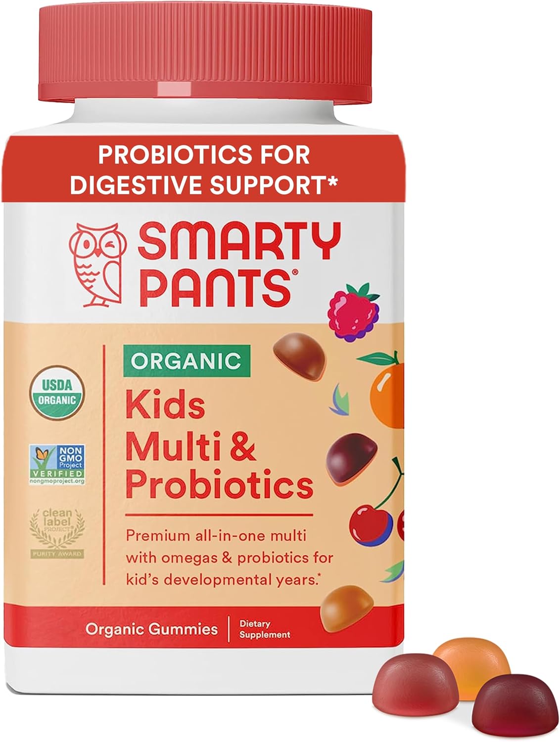 Organic Kids & Women's Multivitamin Gummies: Probiotics, Omega 3, Vitamin D3, B12, Fish Oil, Methylfolate, CoQ10