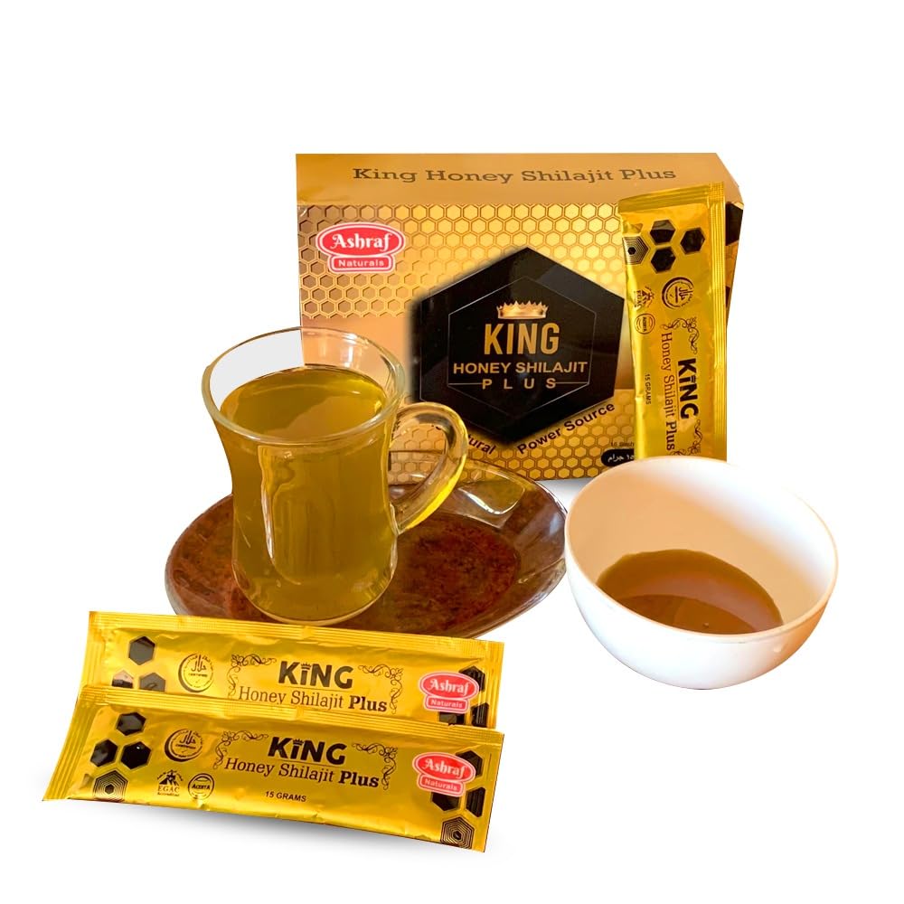 Organic King Honey Shilajit Plus - 15 Count Pack, 15gm Each - Natural Ingredients for Holistic Wellness and Power Boost