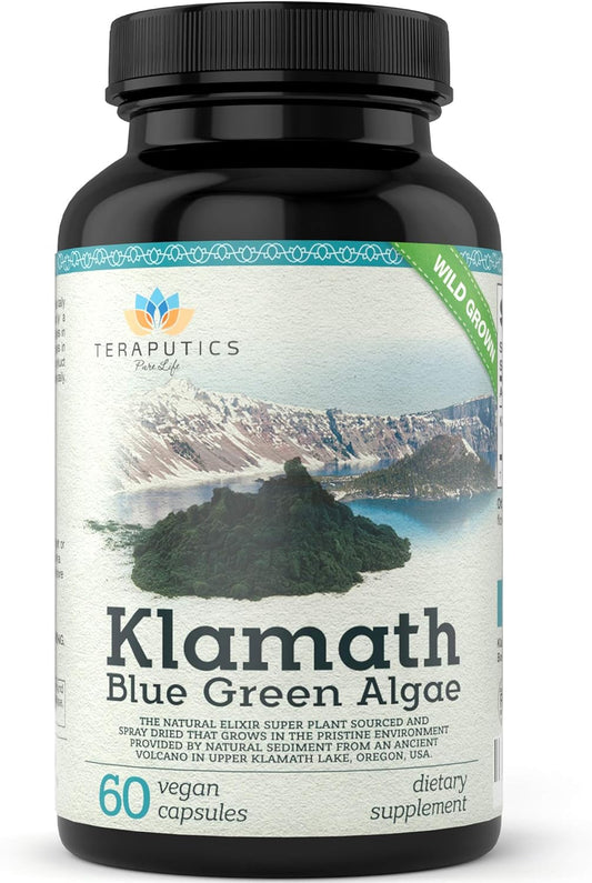 Organic Klamath Lake Blue Green Algae Capsules - Powerful Chlorophyll-Rich SuperFood | 500mg, 60 Vegan Capsules, Pure and Premium Quality