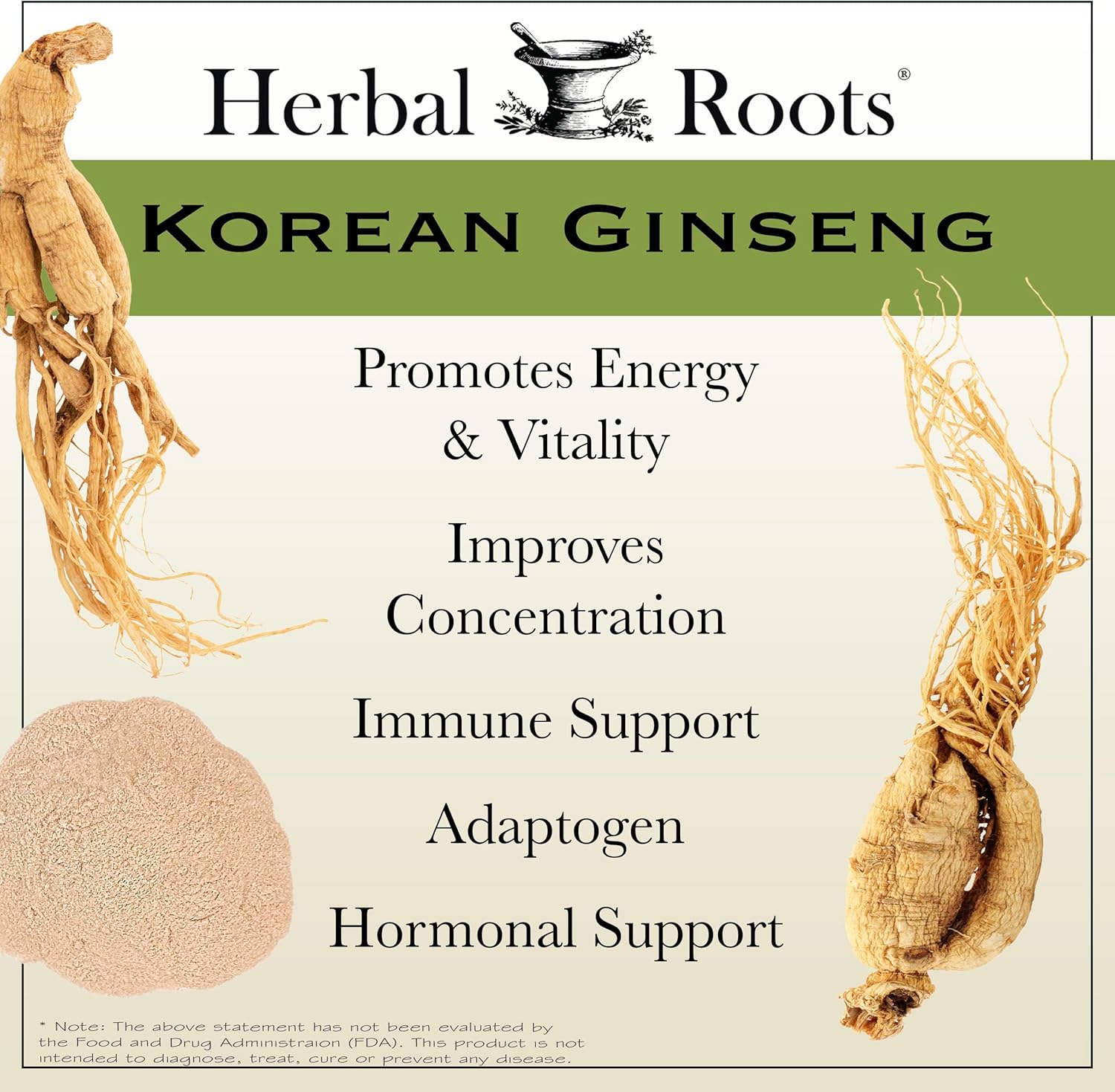 Organic Korean Ginseng Root Powder Capsules - 1000mg with High Ginsenosides for Energy & Performance